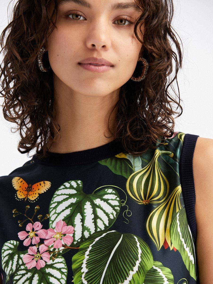 MIXED BOTANICAL JERSEY INSET TANK - 4
