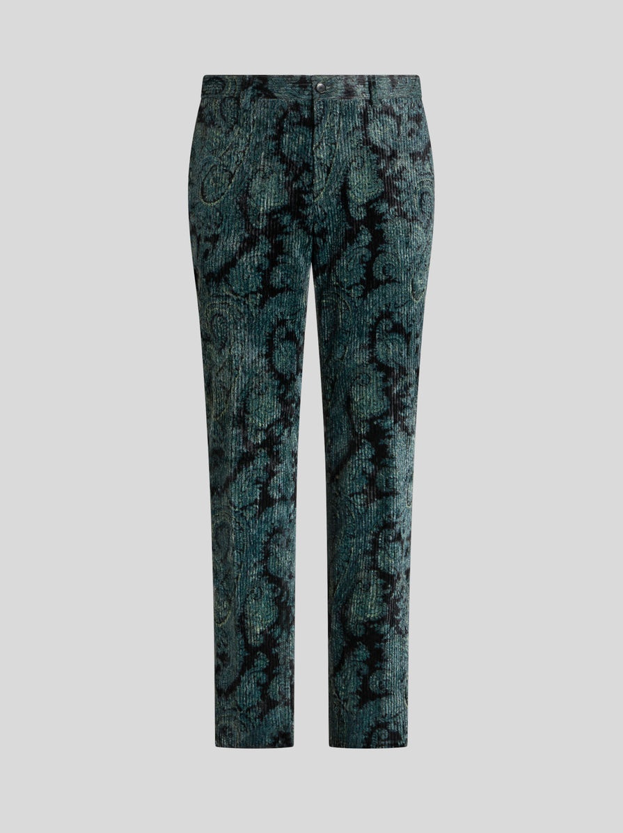 PRINTED RIBBED VELVET TROUSERS - 1