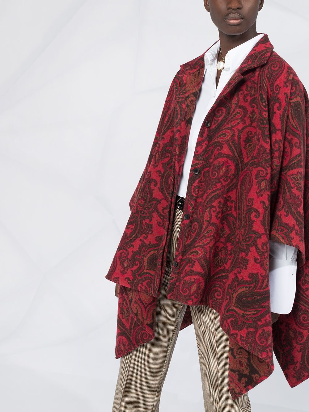 paisley print poncho jacket - 5