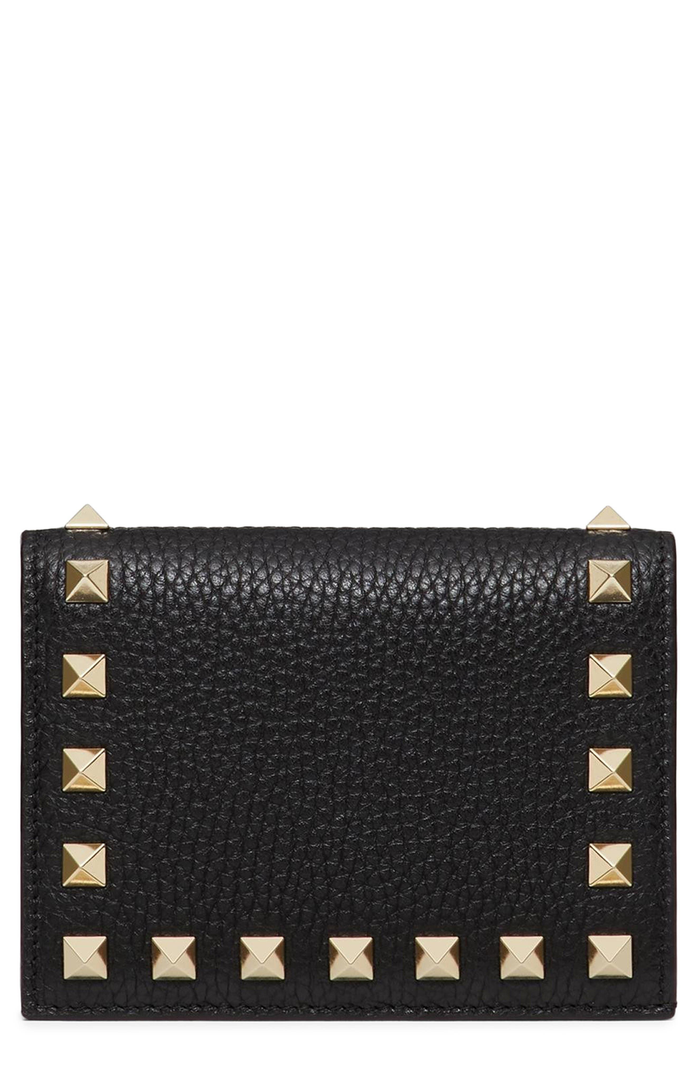 Valentino Garavani Rockstud Leather Bifold French Wallet in Black at Nordstrom - 1