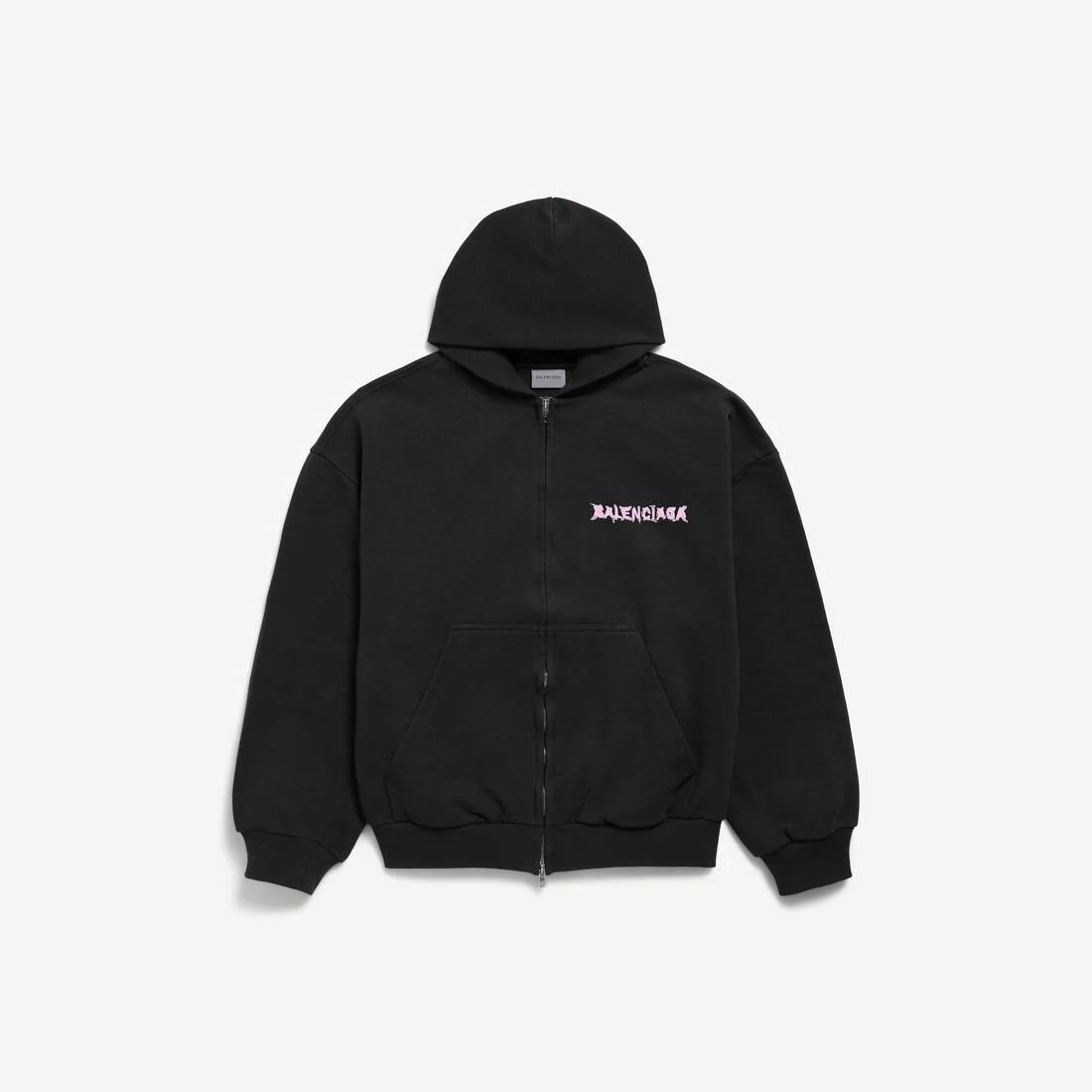 Men's Diy Balenciaga Back Zip-up Hoodie Regular Fit in Black - 1