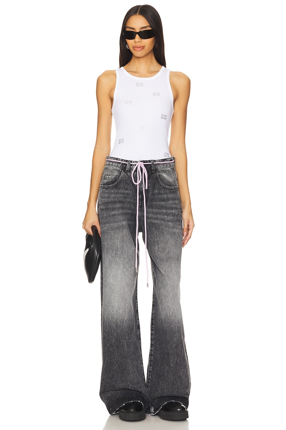 GANNI スキントップ Crinkled Future Denim Strap Top