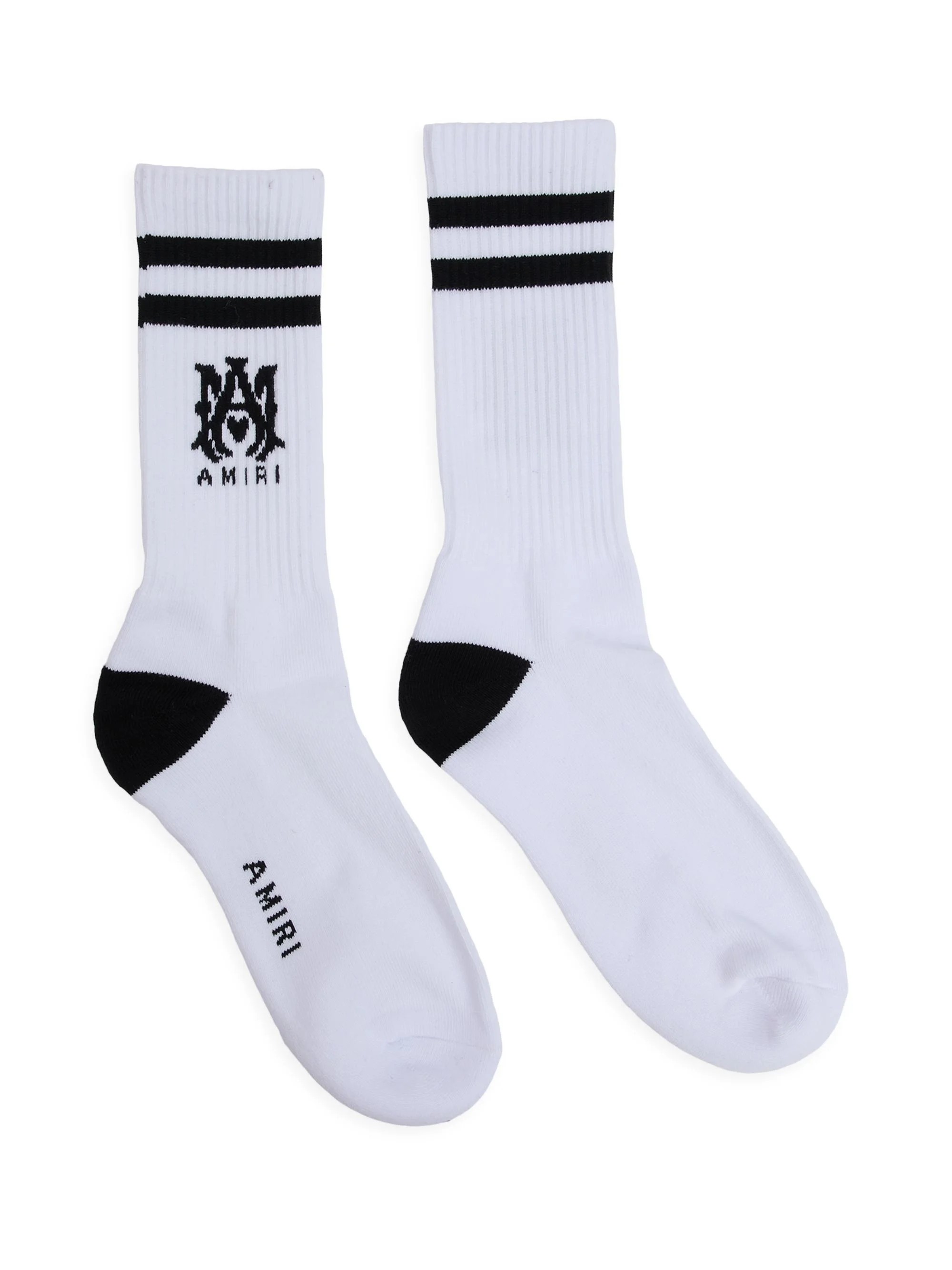 Men's MA Core Cotton-Blend Ribbed Socks - White Black - 1