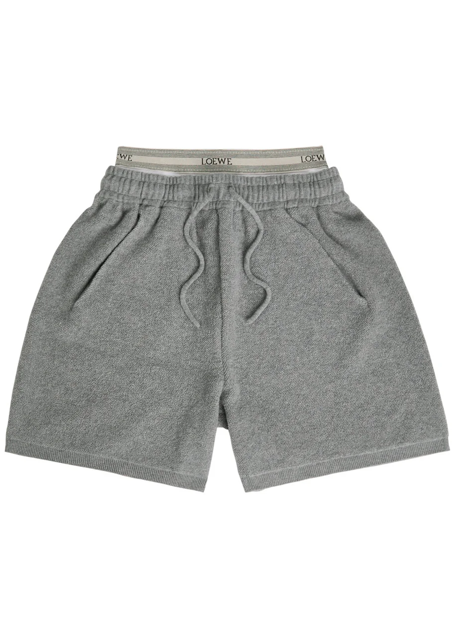 Loewe Logo-waistband Layered Wool-blend Shorts - 1