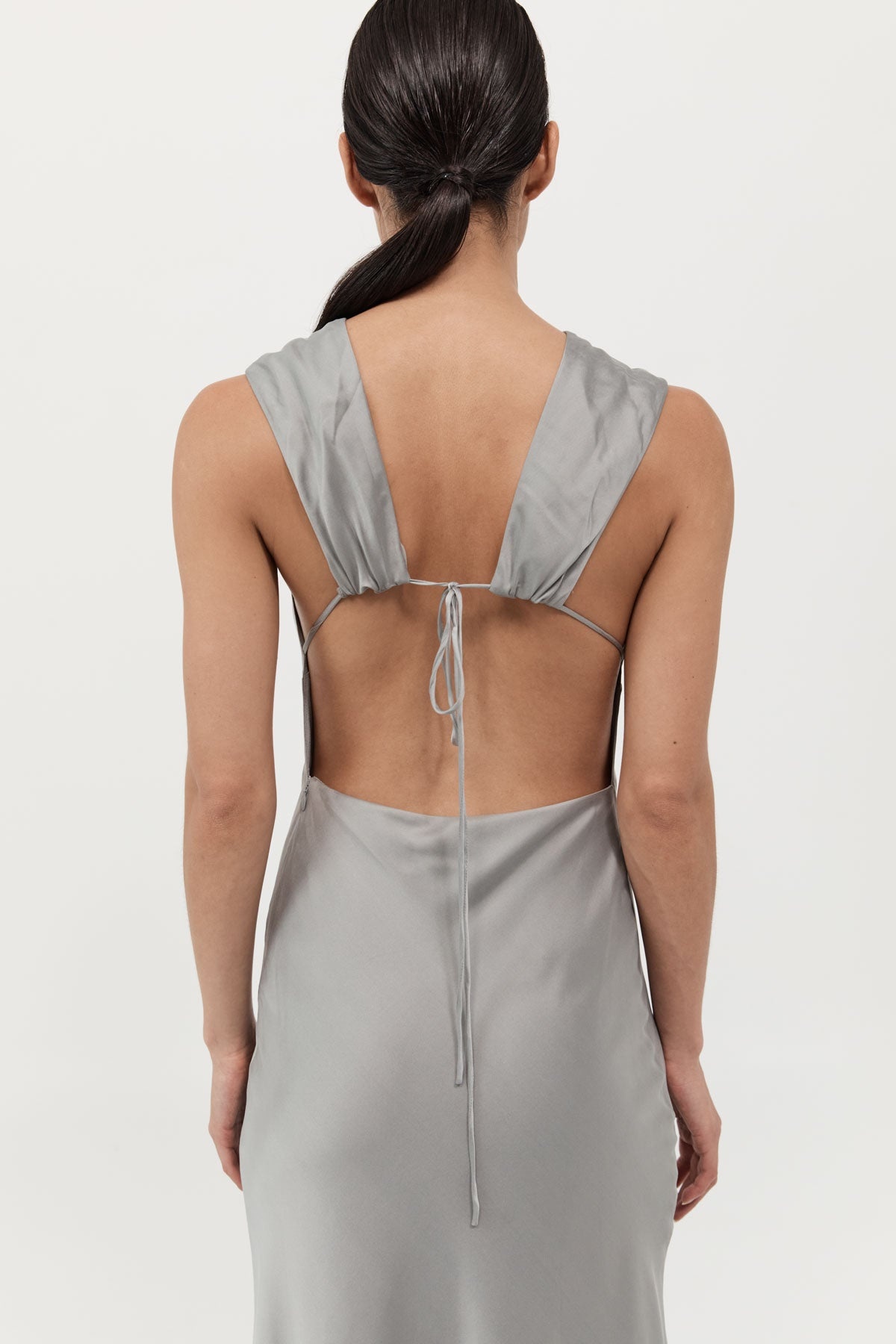 Soft Silk Rouleau Tie Dress - Silver - 6