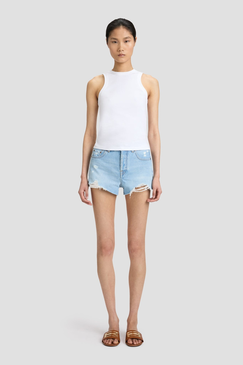 Victoria Beckham Distressed Shorts In Light Blue Wash outlook