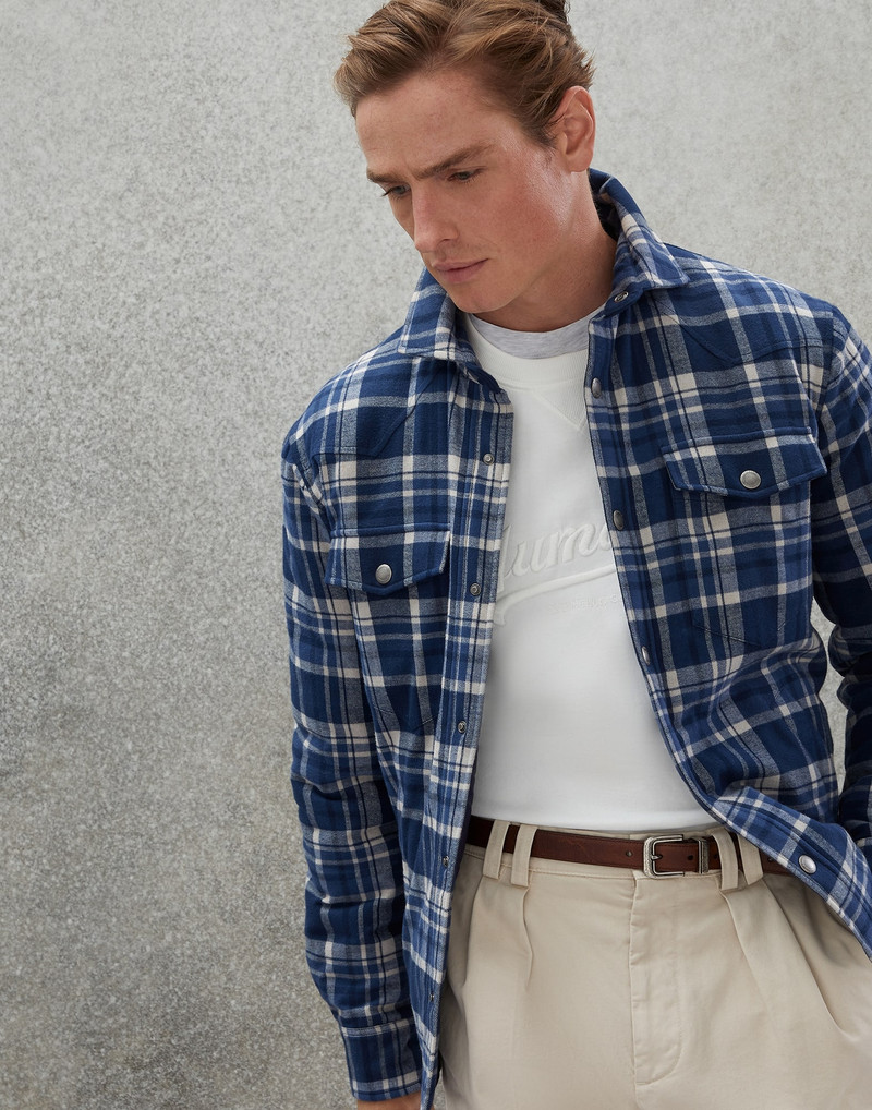 Cotton madras flannel overshirt with Thermore® padding 4