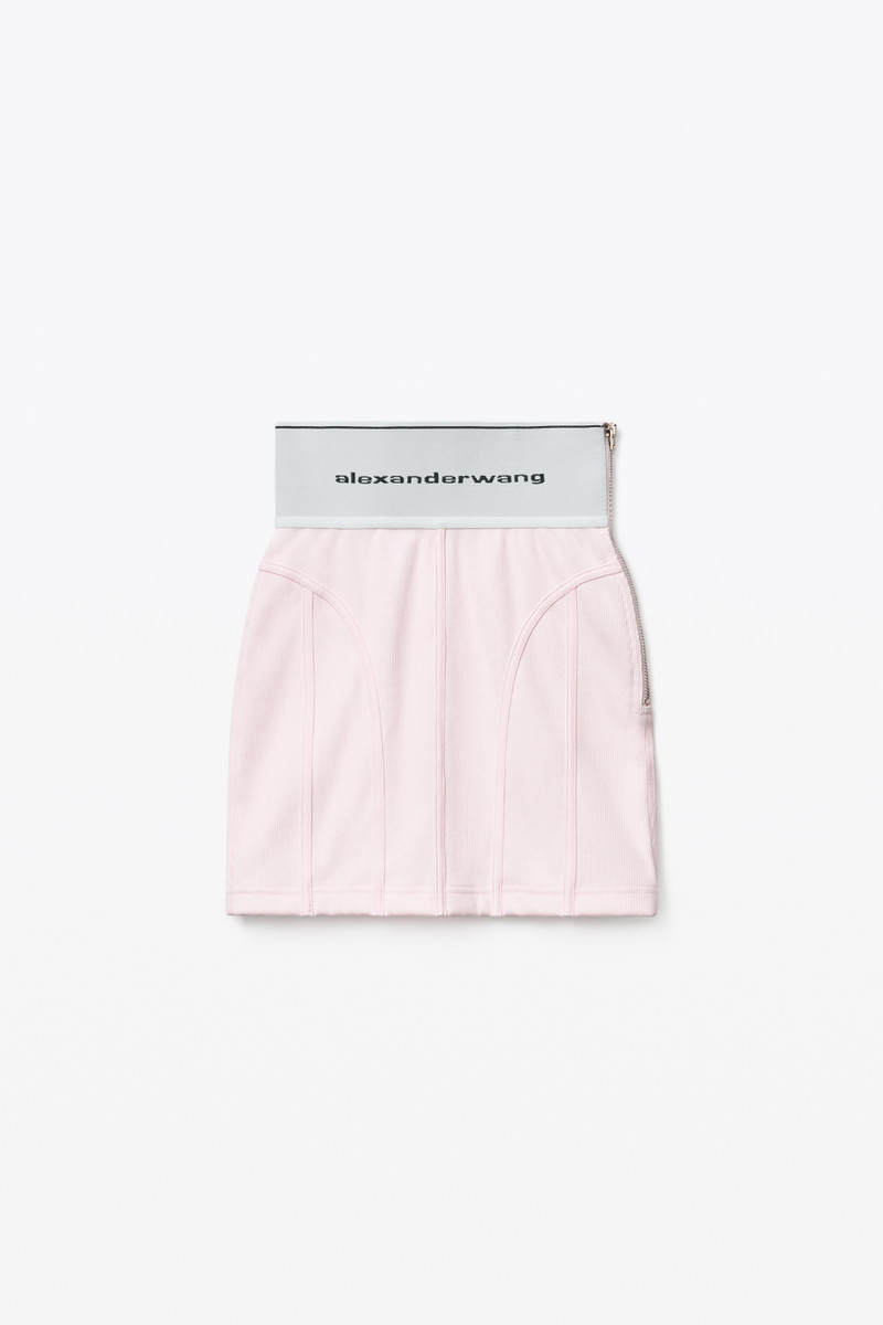 LOGO ELASTIC MINI SKIRT IN RIBBED JERSEY 1
