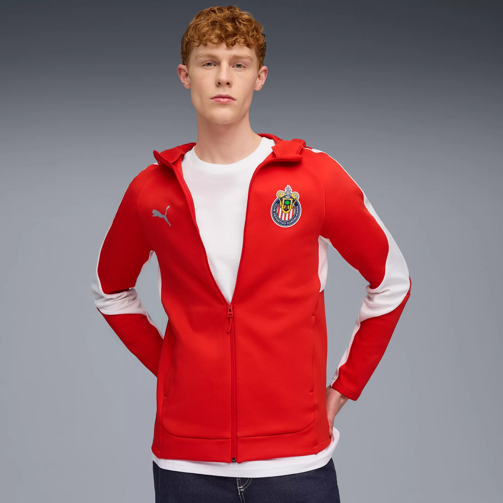 PUMA Men's Chivas Guadalajara 2025 Red Home Prematch Jacket - 1