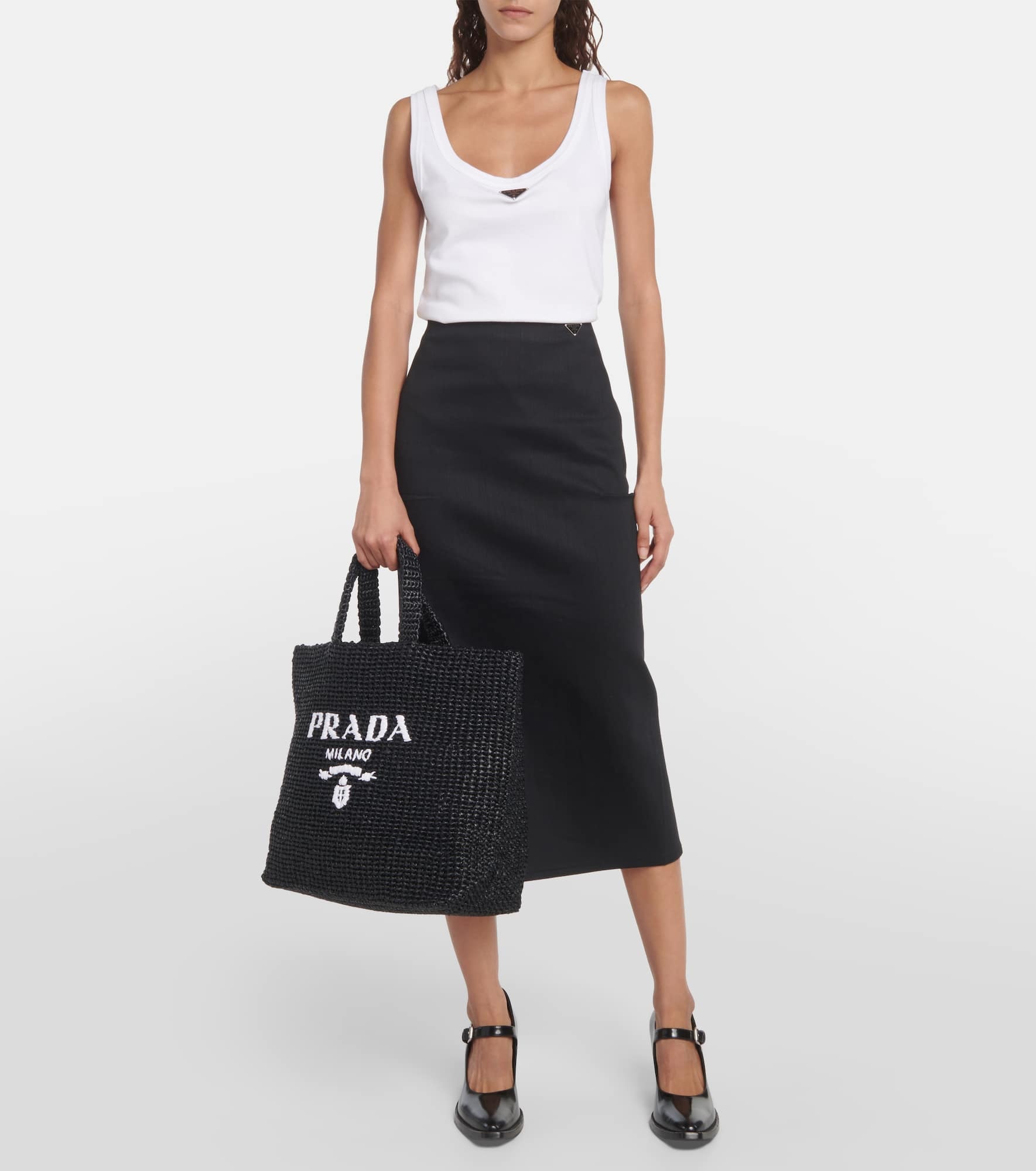 Logo raffia-effect shopper - 5