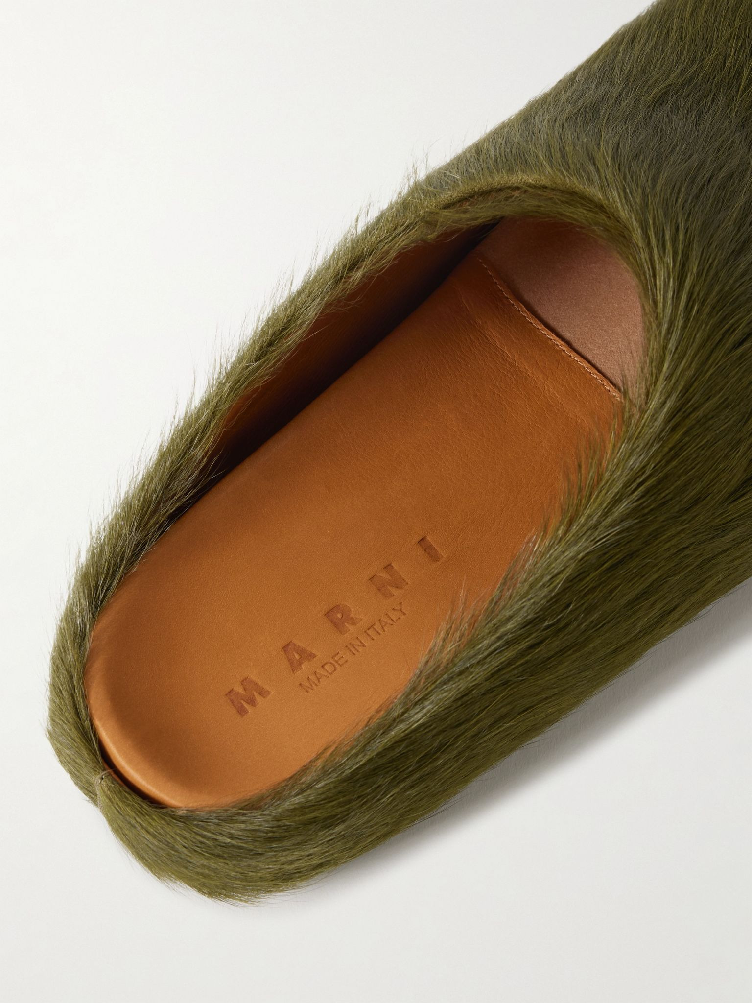 Fussbett Calf Hair Slippers Army green - 5
