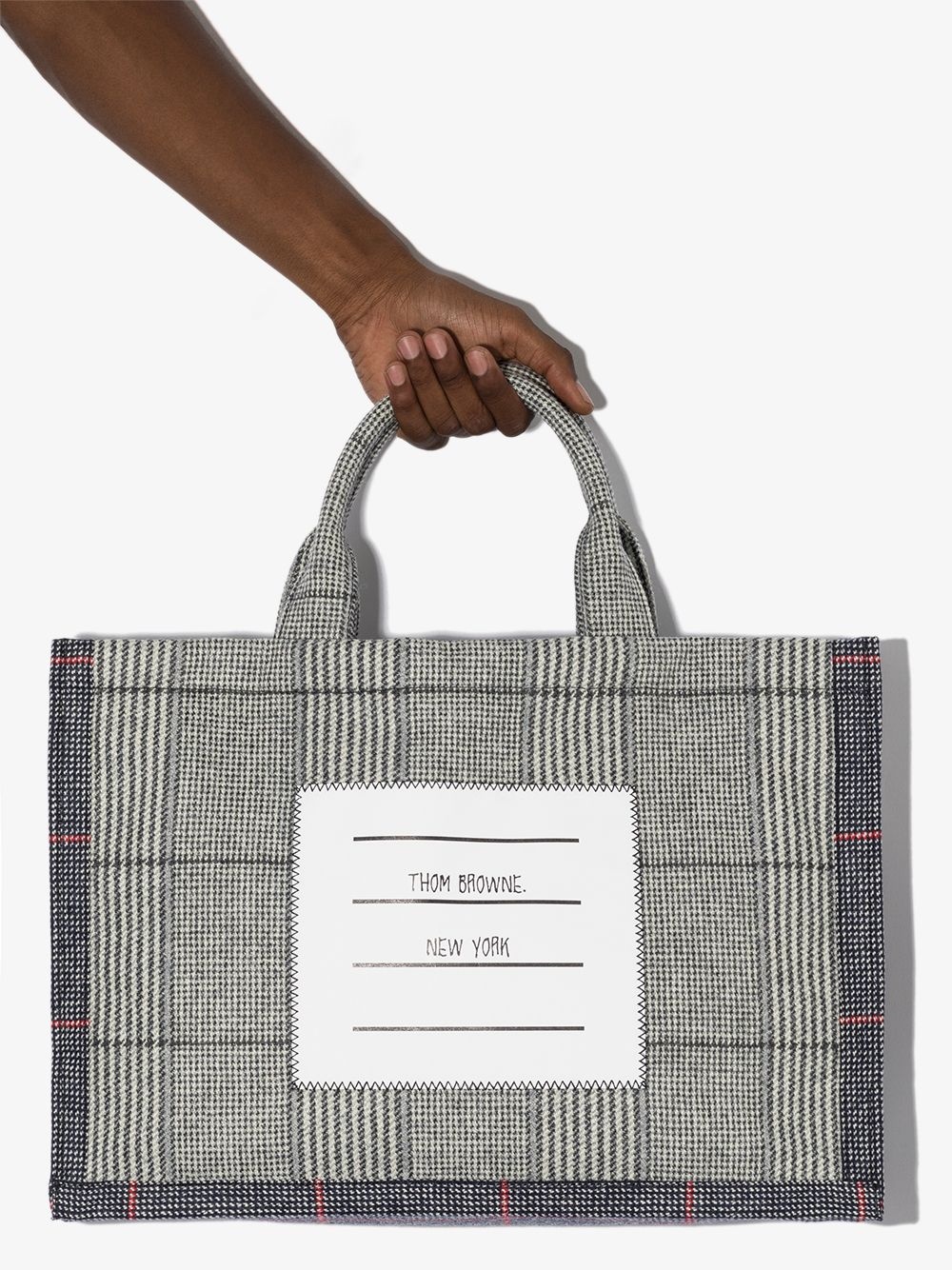 Grey checked tote bag - 4