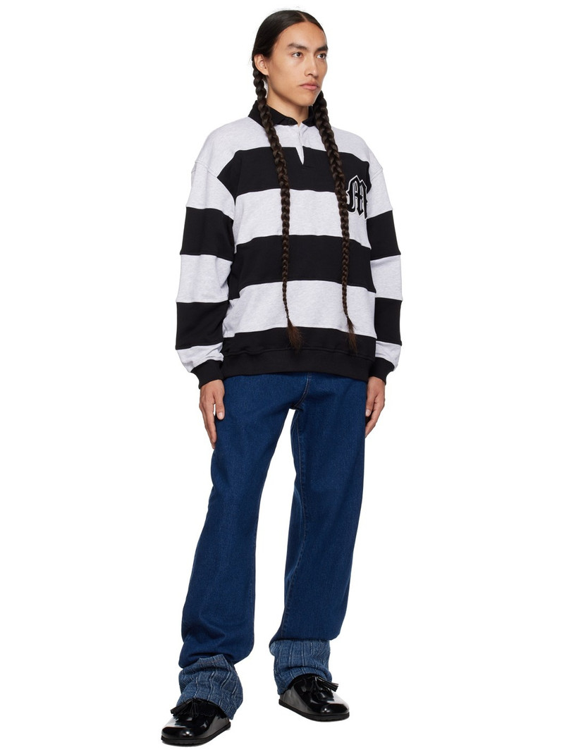 MSGM Gray Striped Long Sleeve Polo outlook