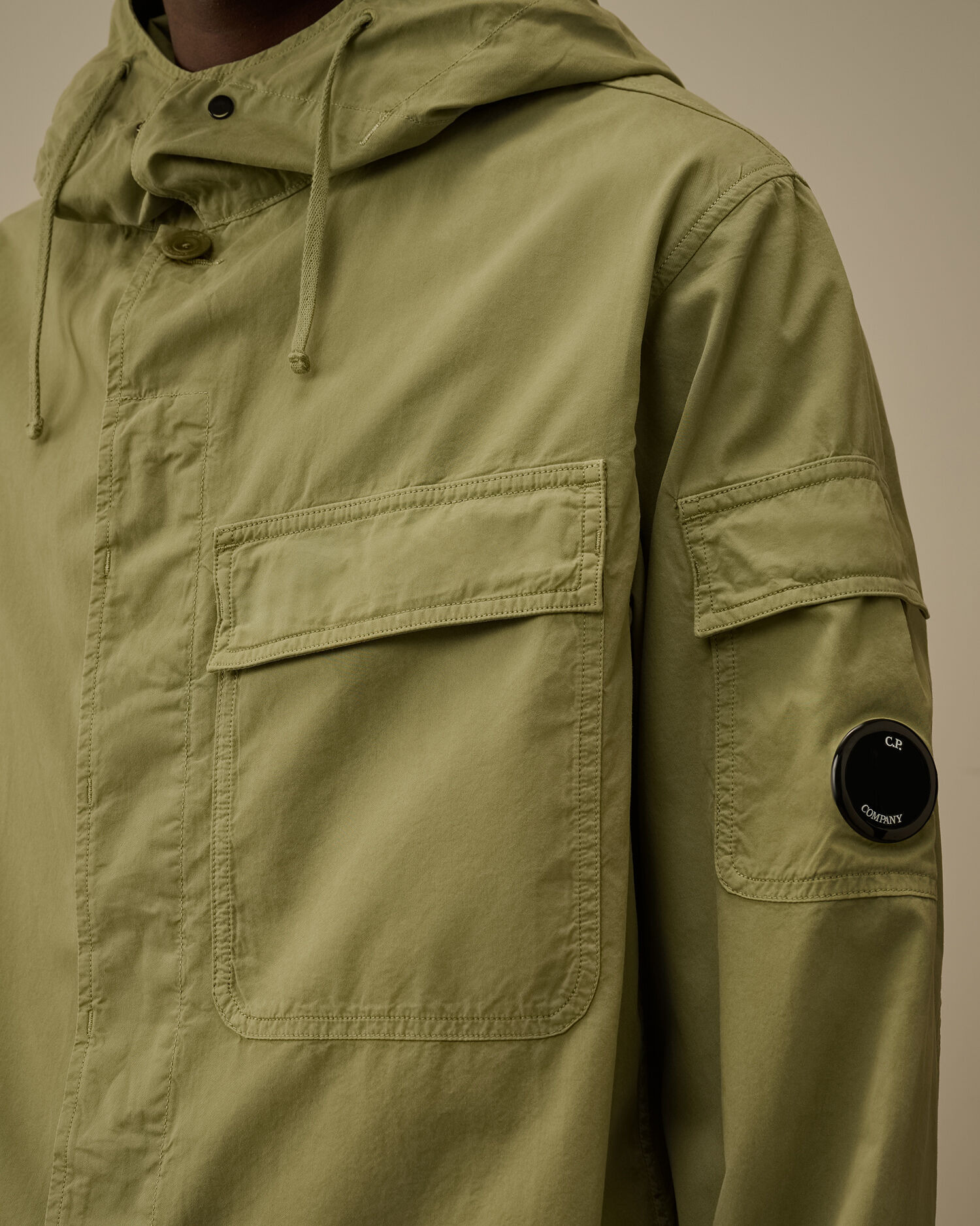 Organic Gabardine Hooded Zipped Overshirt - 5