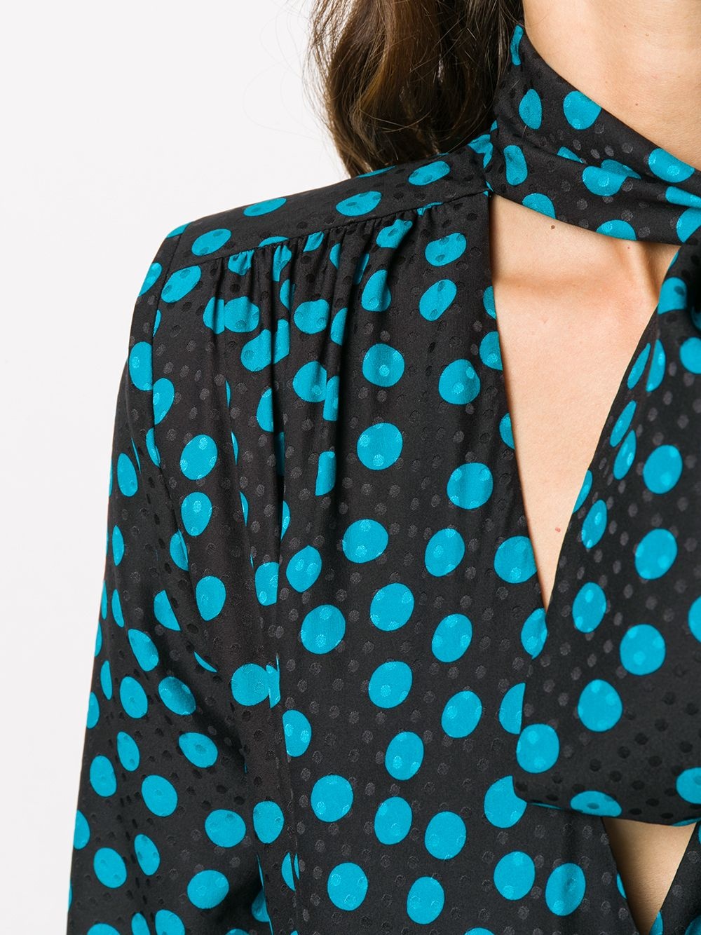 double polka dot V-neck dress - 5