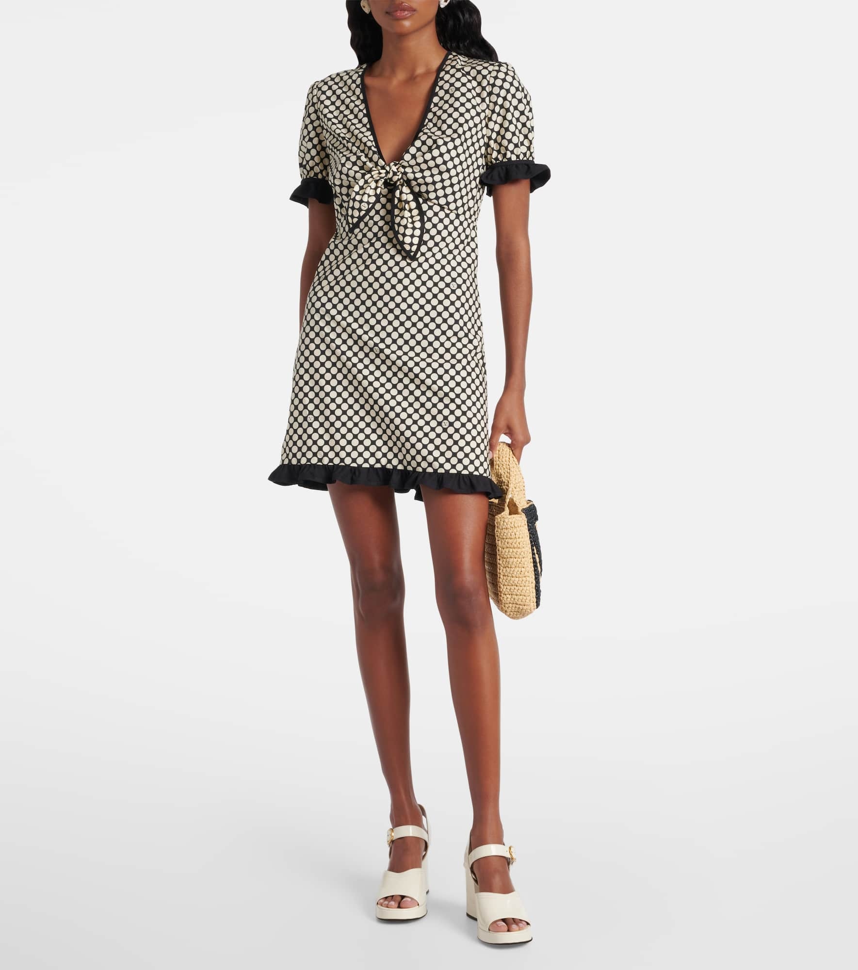 Ruffled polka-dot cotton poplin minidress - 2