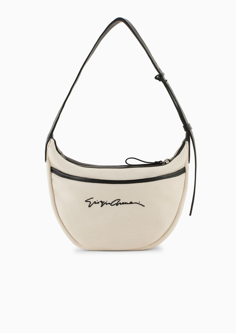 Small canvas and leather shoulder bag 1