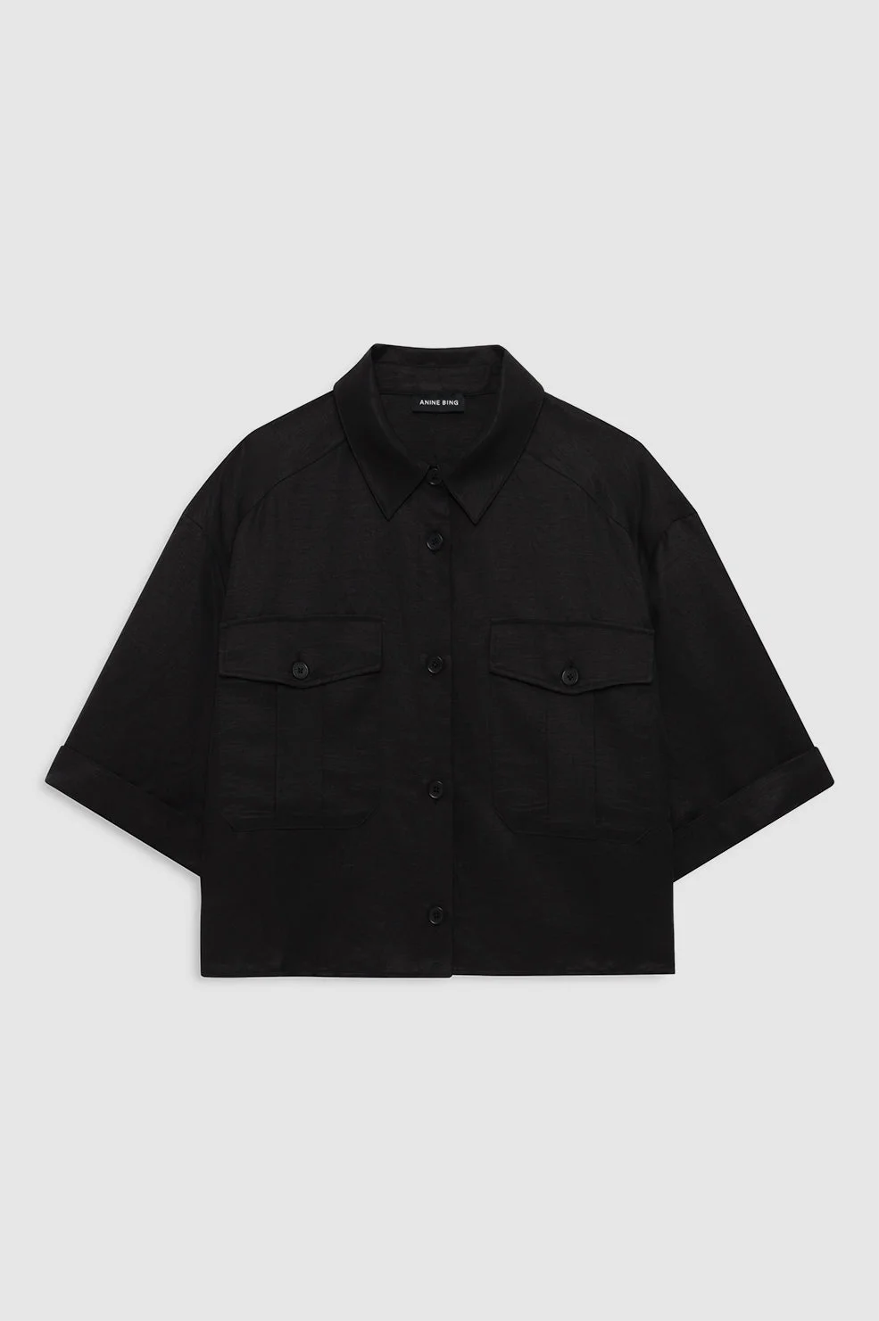 Edith Shirt - Black Linen Blend - 1