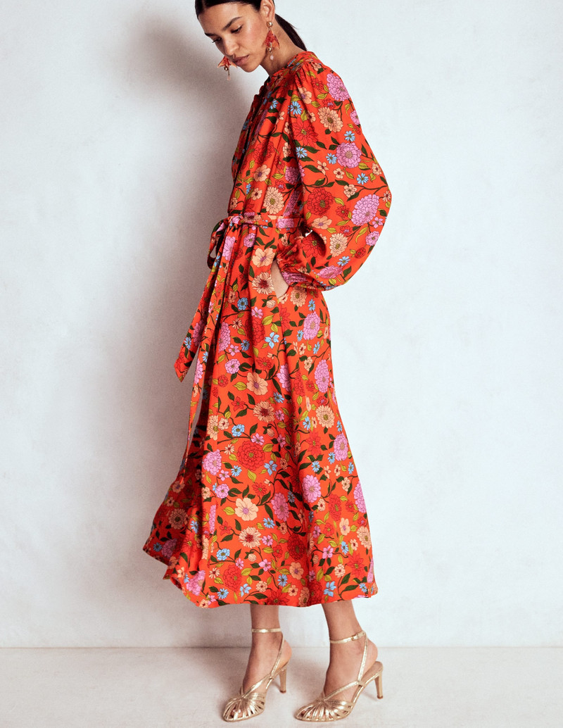 Mae Occasion Maxi Shirt Dress-Firecracker Red, Dahlia Trail 6