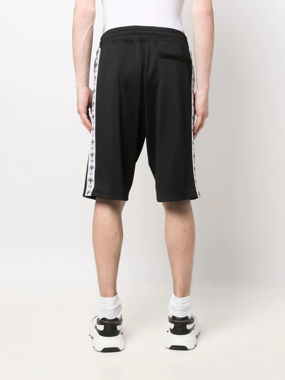 logo-print slip-on track shorts - 4