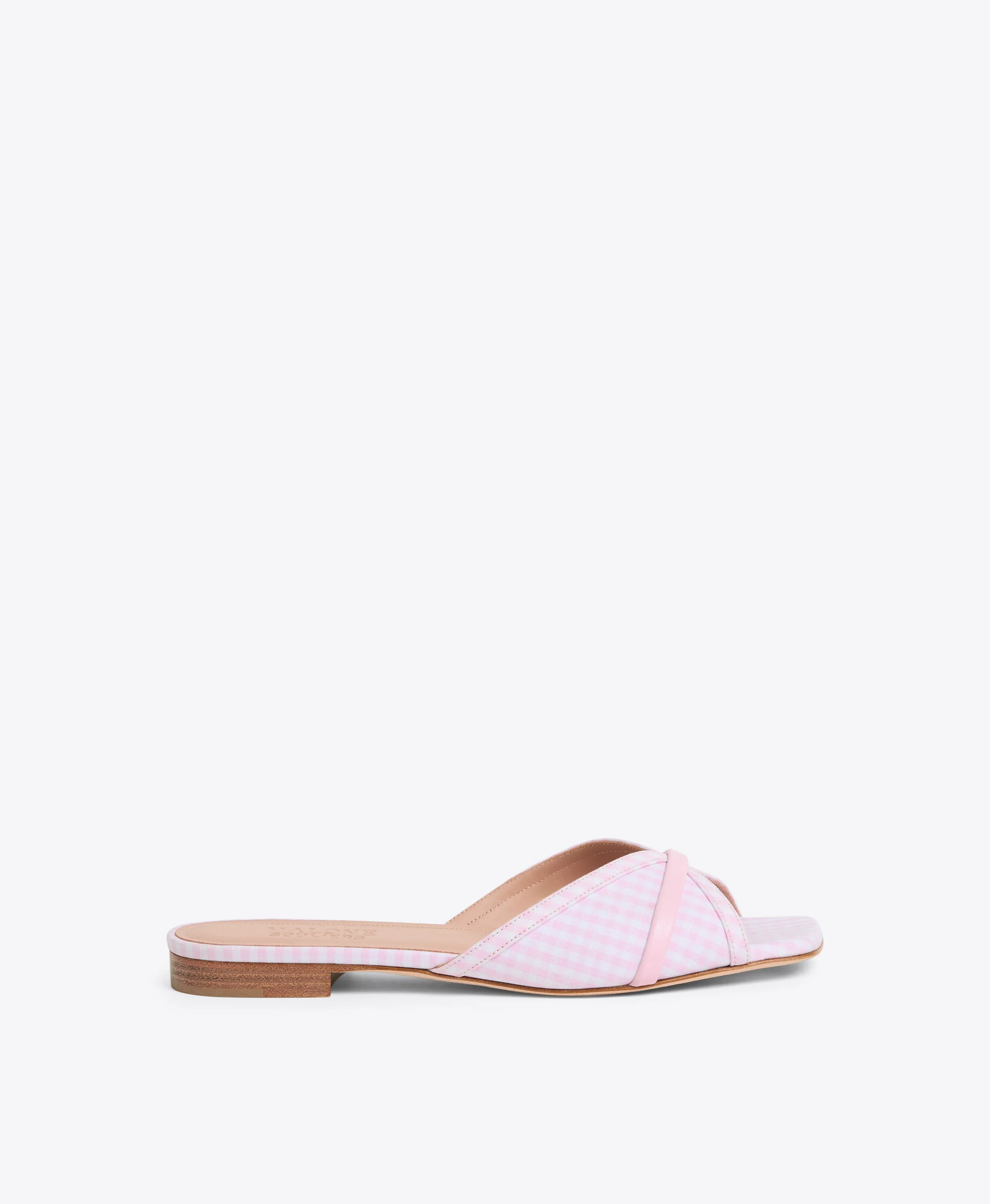 Perla Pink Gingham Flat Sandals - 1