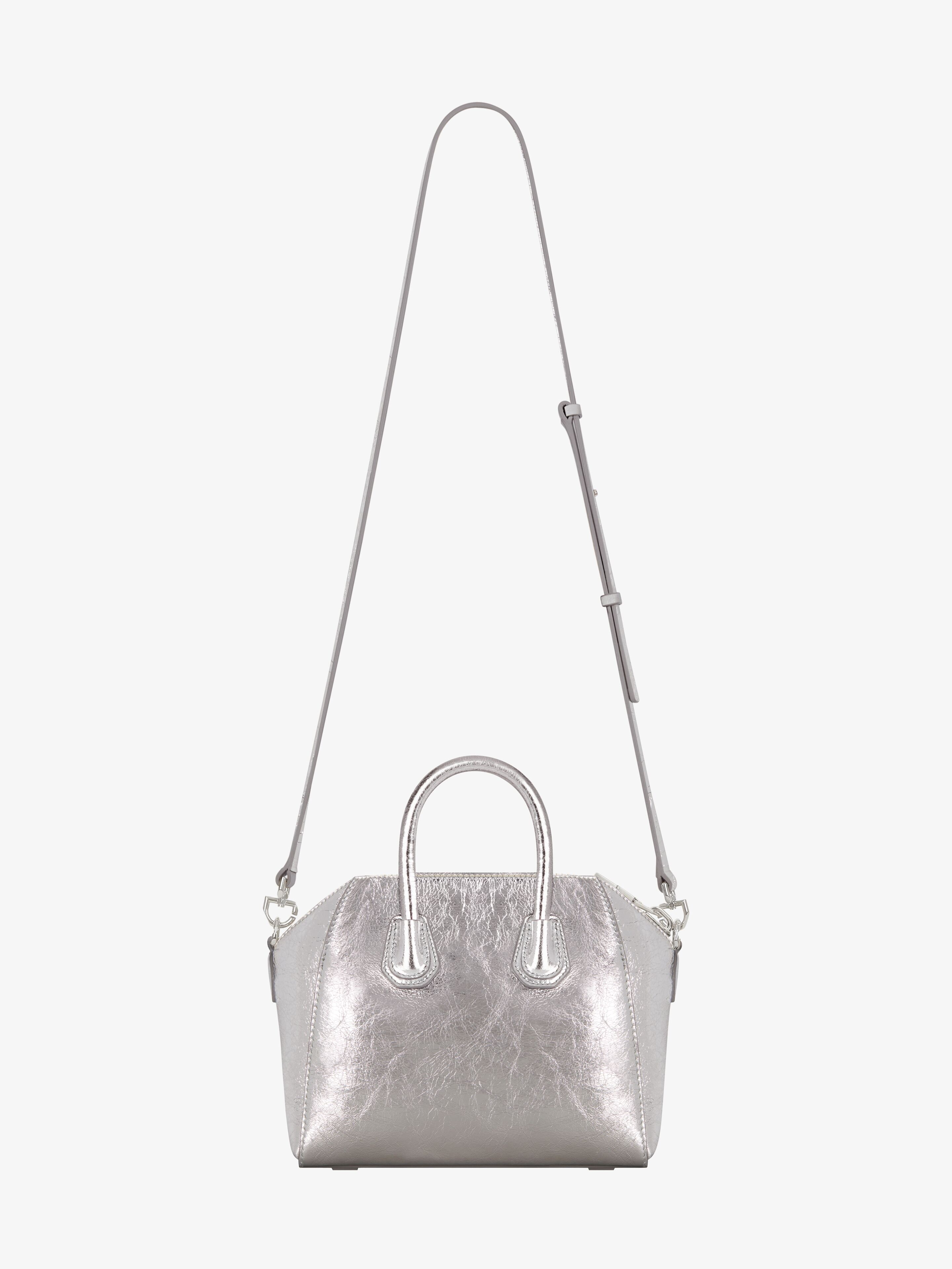 MINI ANTIGONA BAG IN LAMINATED LEATHER - 3