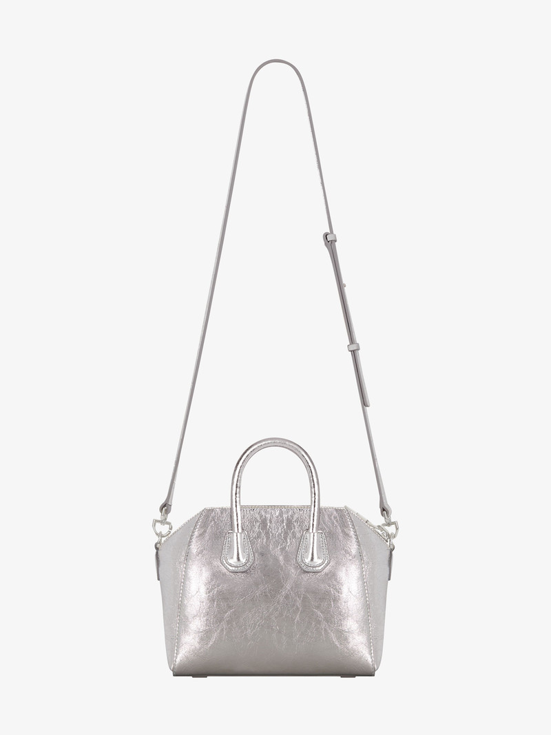 MINI ANTIGONA BAG IN LAMINATED LEATHER 3