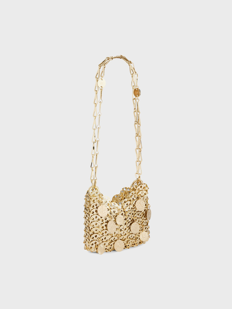 rabanne 1969 GOLD NANO BAG WITH MEDALS outlook