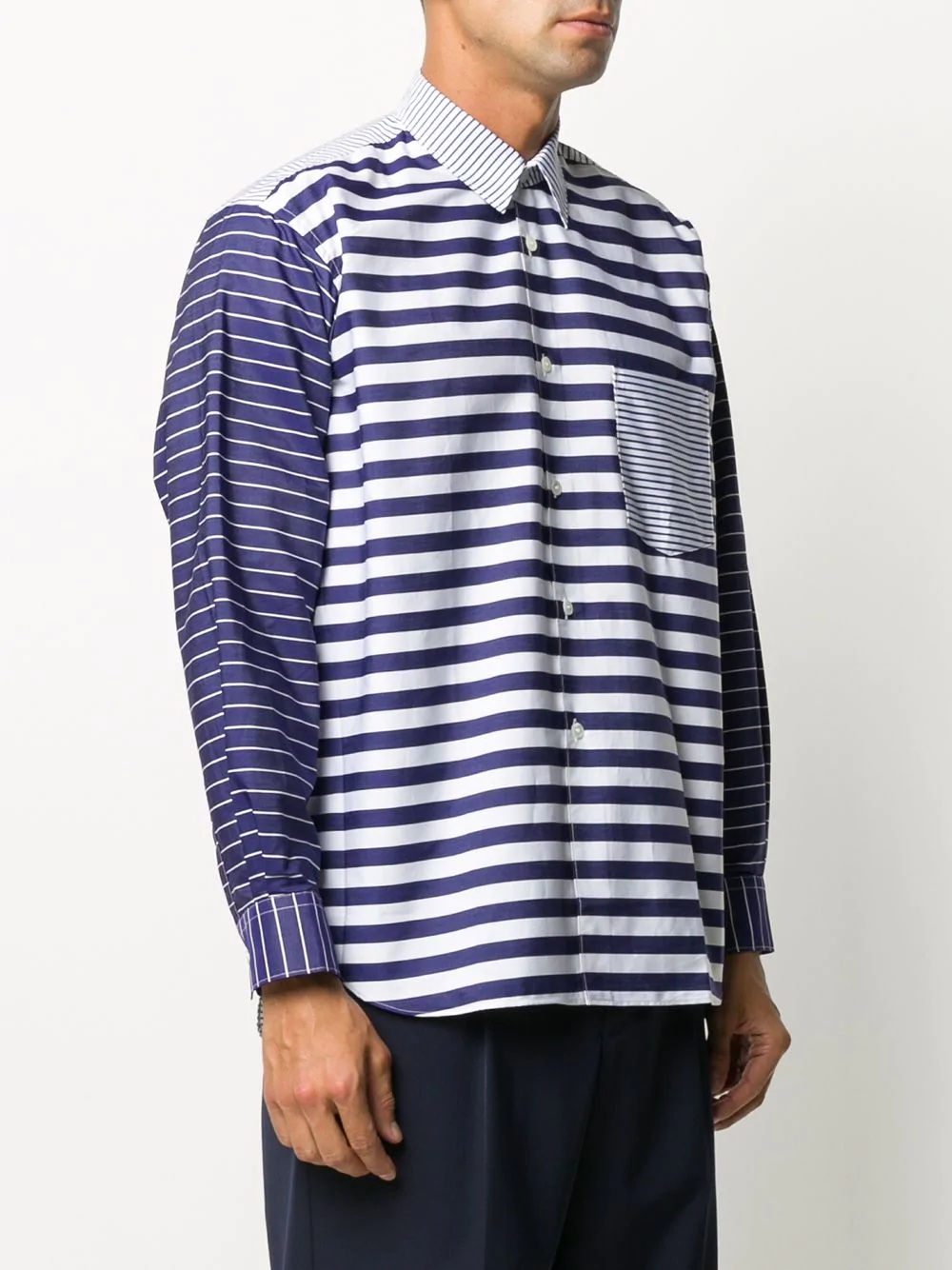 striped panelled cotton shirt - 3