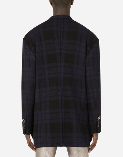 Dolce & Gabbana Deconstructed double-breasted checked jersey jacket outlook