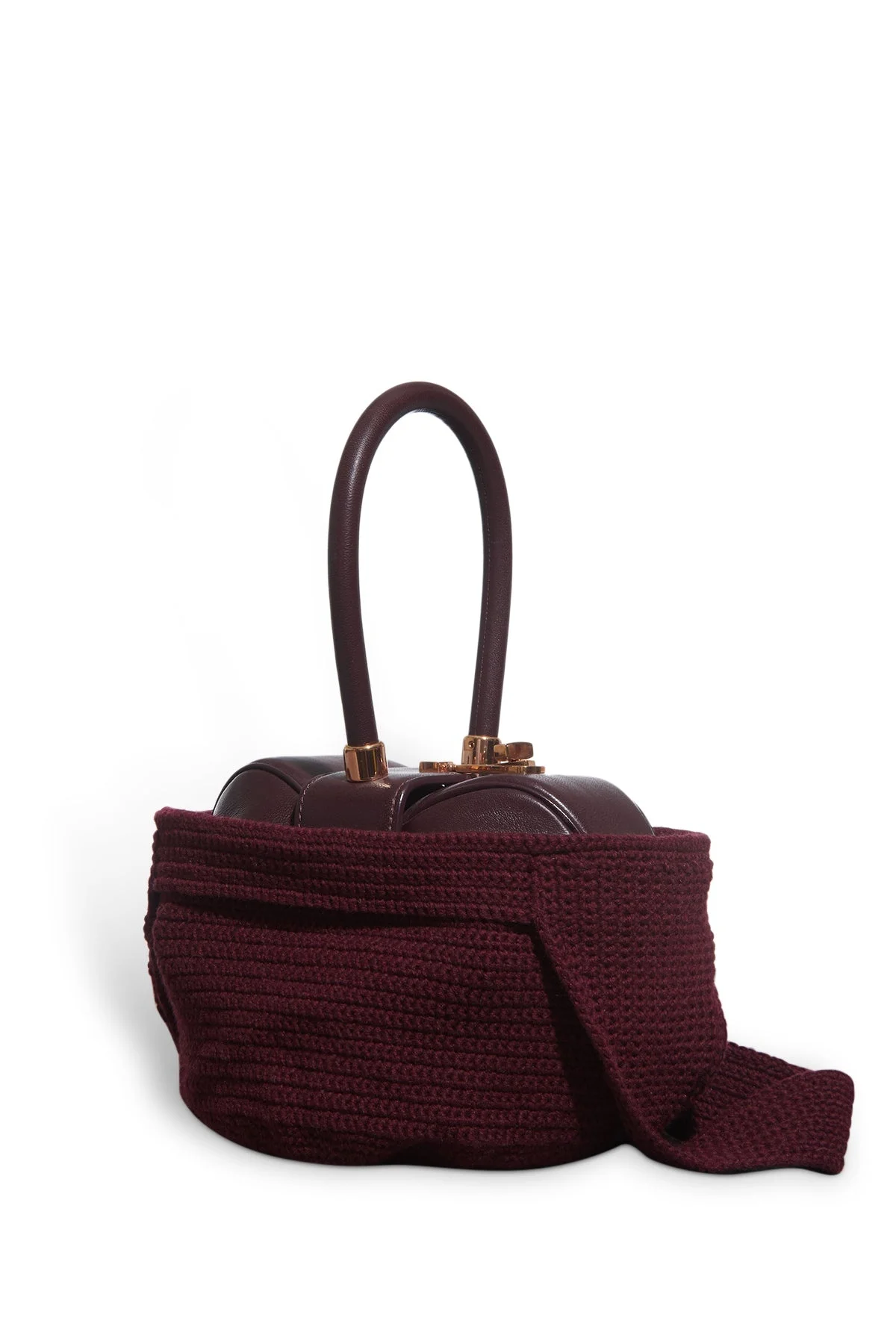 Crossover Knit Bag in Bordeaux Cashmere - 1