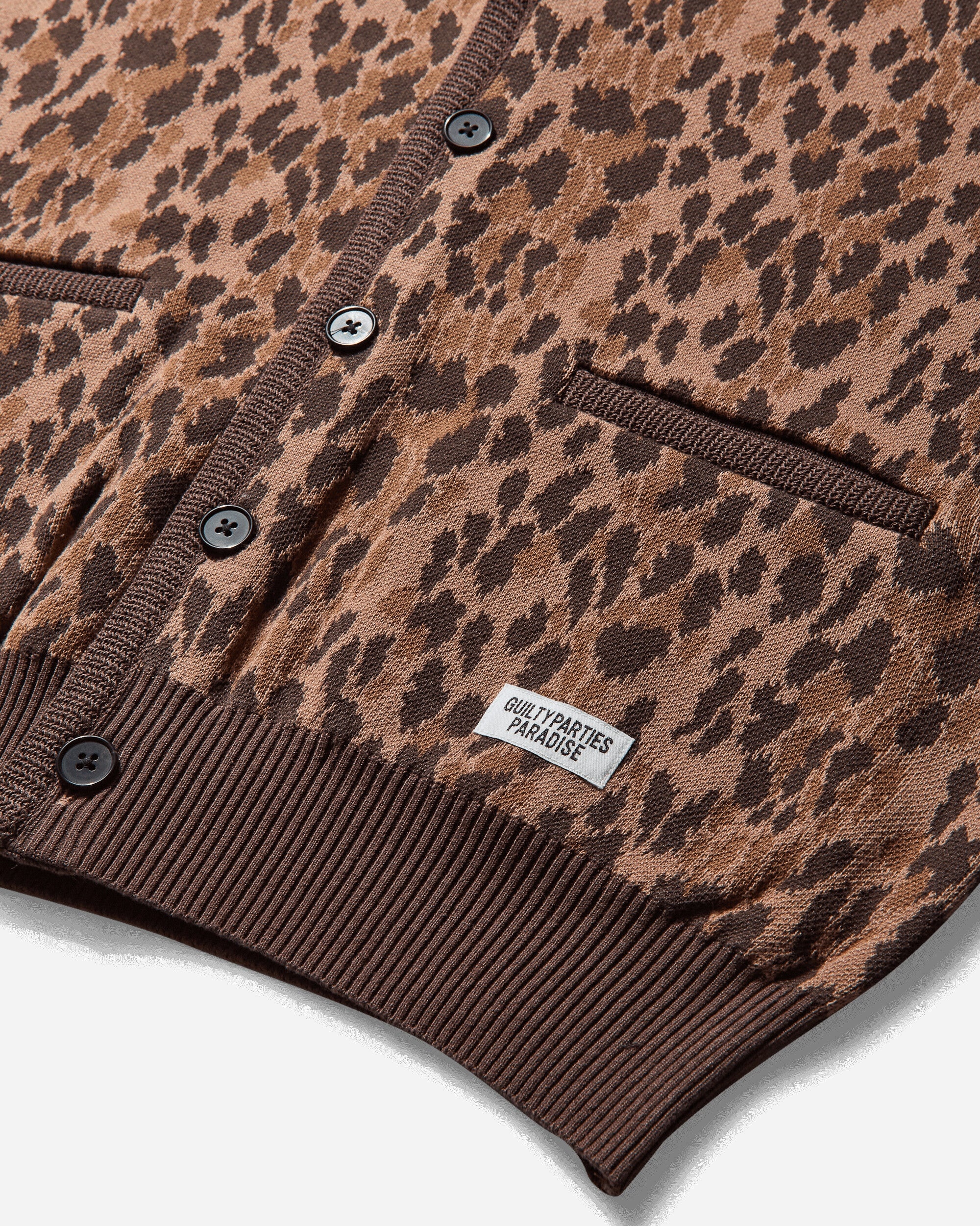 Men's Leopard Jacquard Cardigan (Type-2) Brown - 4