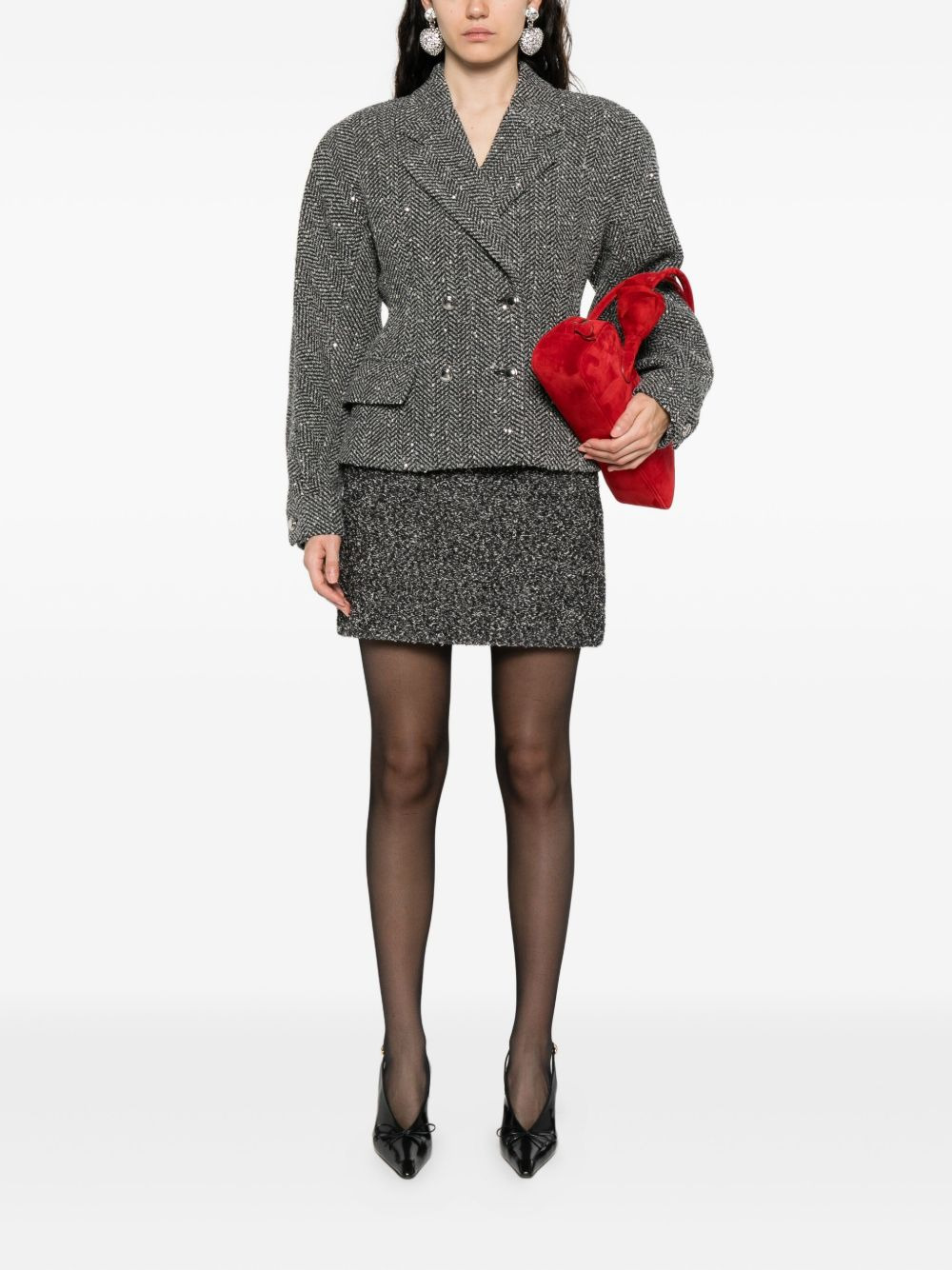 sequin-embellished herringbone jacket - 2