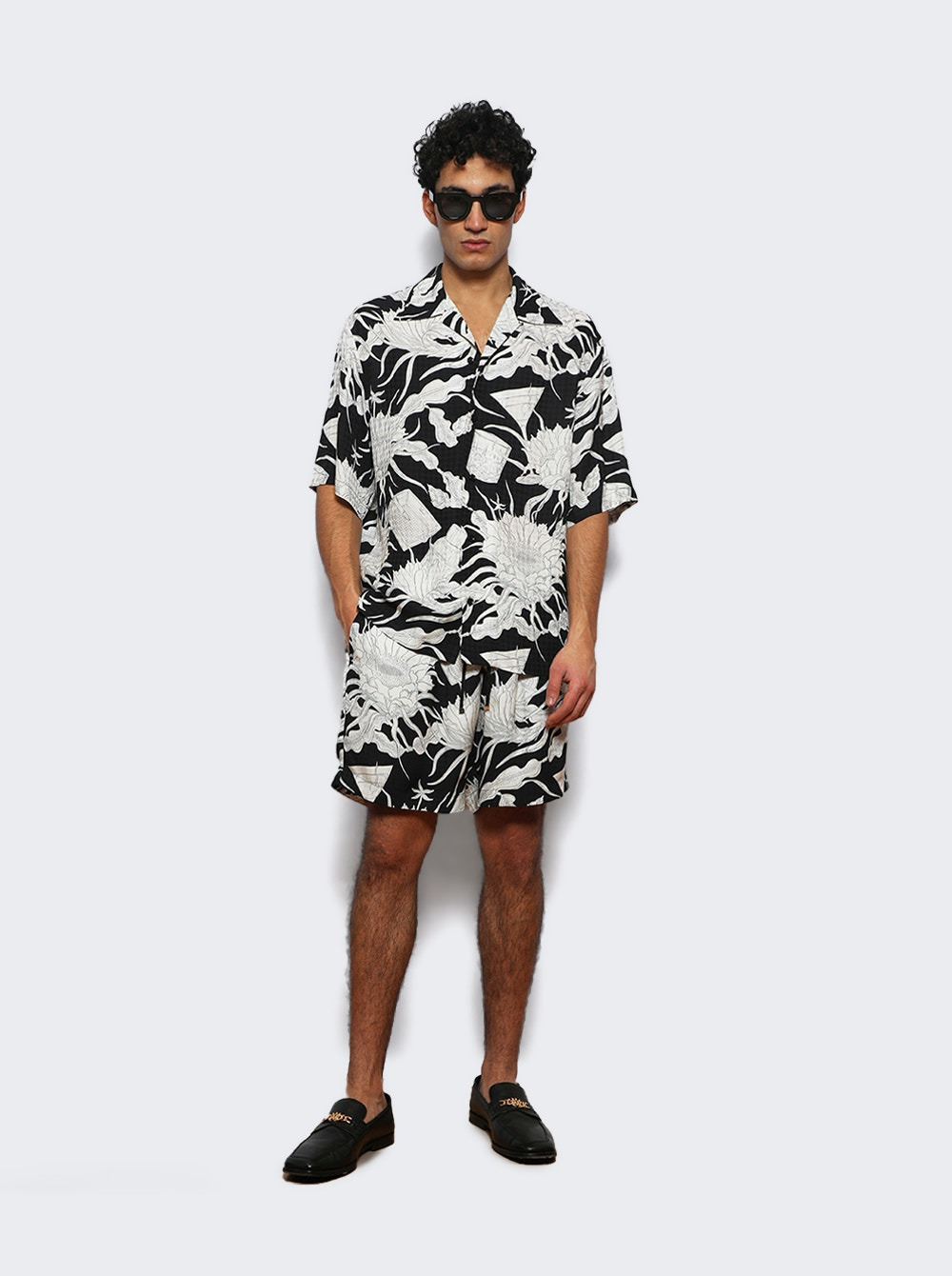 Floral Bowling Shirt Black - 5