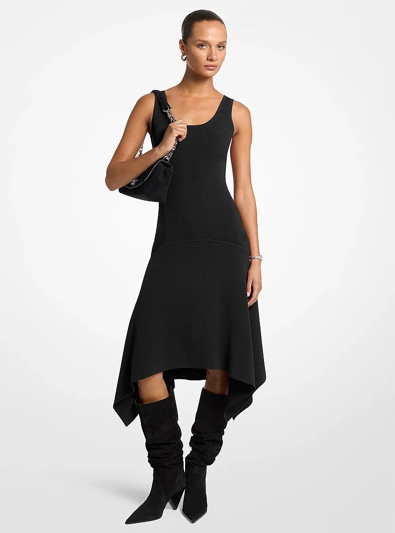 Stretch Knit Sleeveless Handkerchief Dress - 1