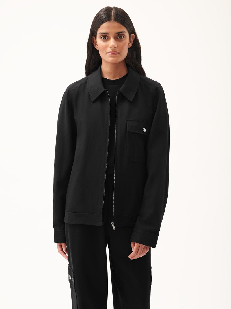 PANGAIA Womens DNA Cotton Linen Harrington Jacket - Black outlook