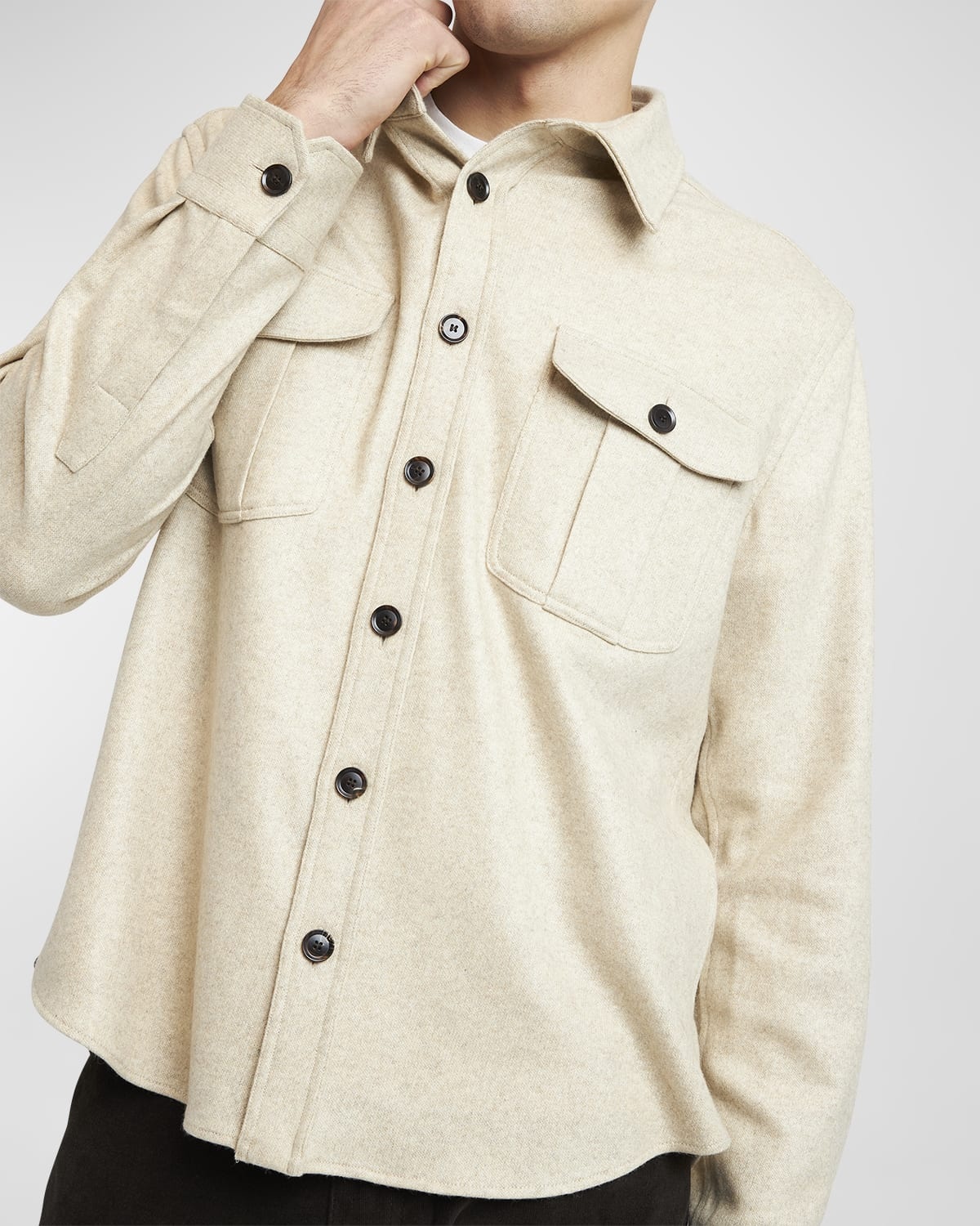 Men's Cashmere Jersey Overshirt - 5