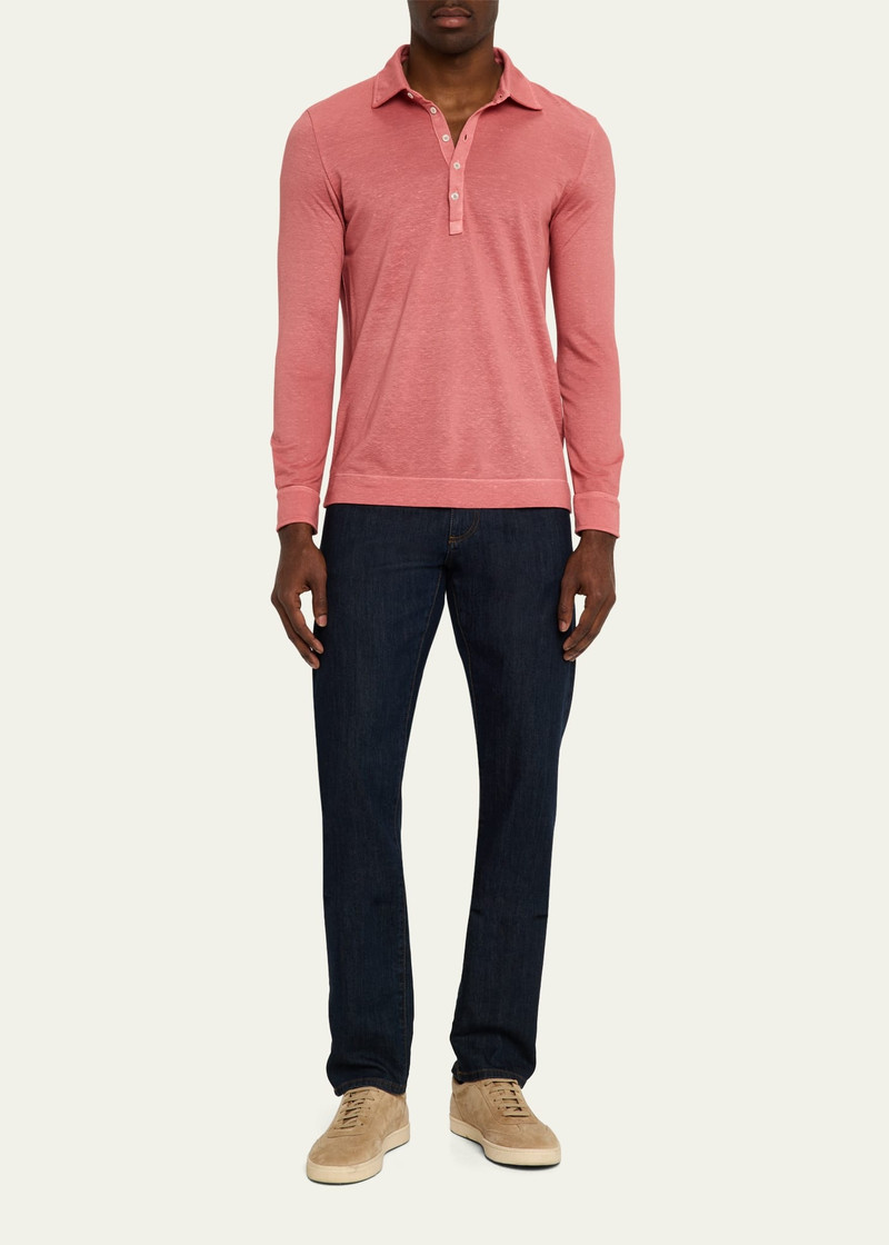 massimo alba Men's Raya Linen and Cotton Long-Sleeve Polo Shirt outlook