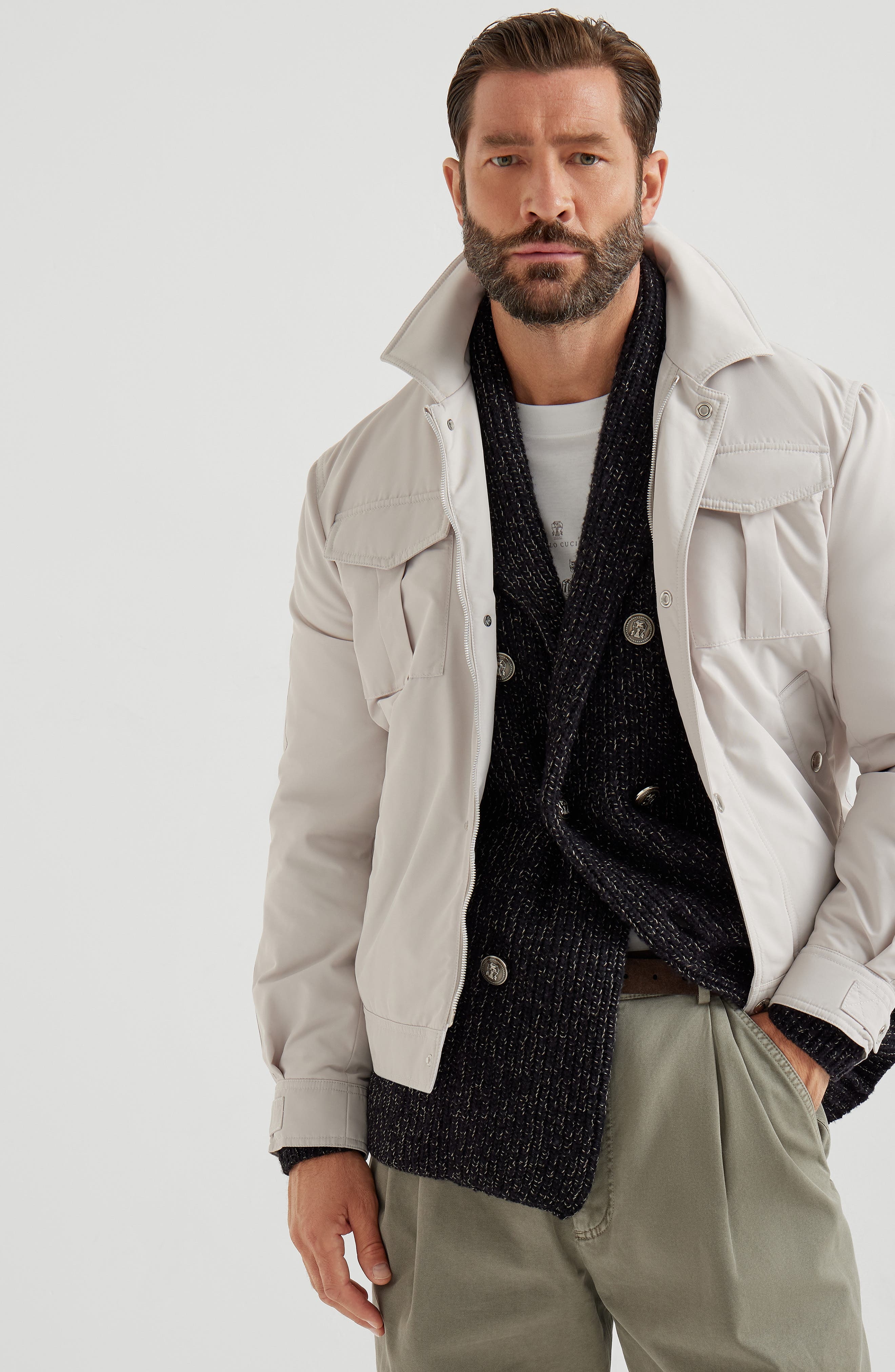 Brunello Cucinelli Bomber jacket with padding in Ivory at Nordstrom - 2
