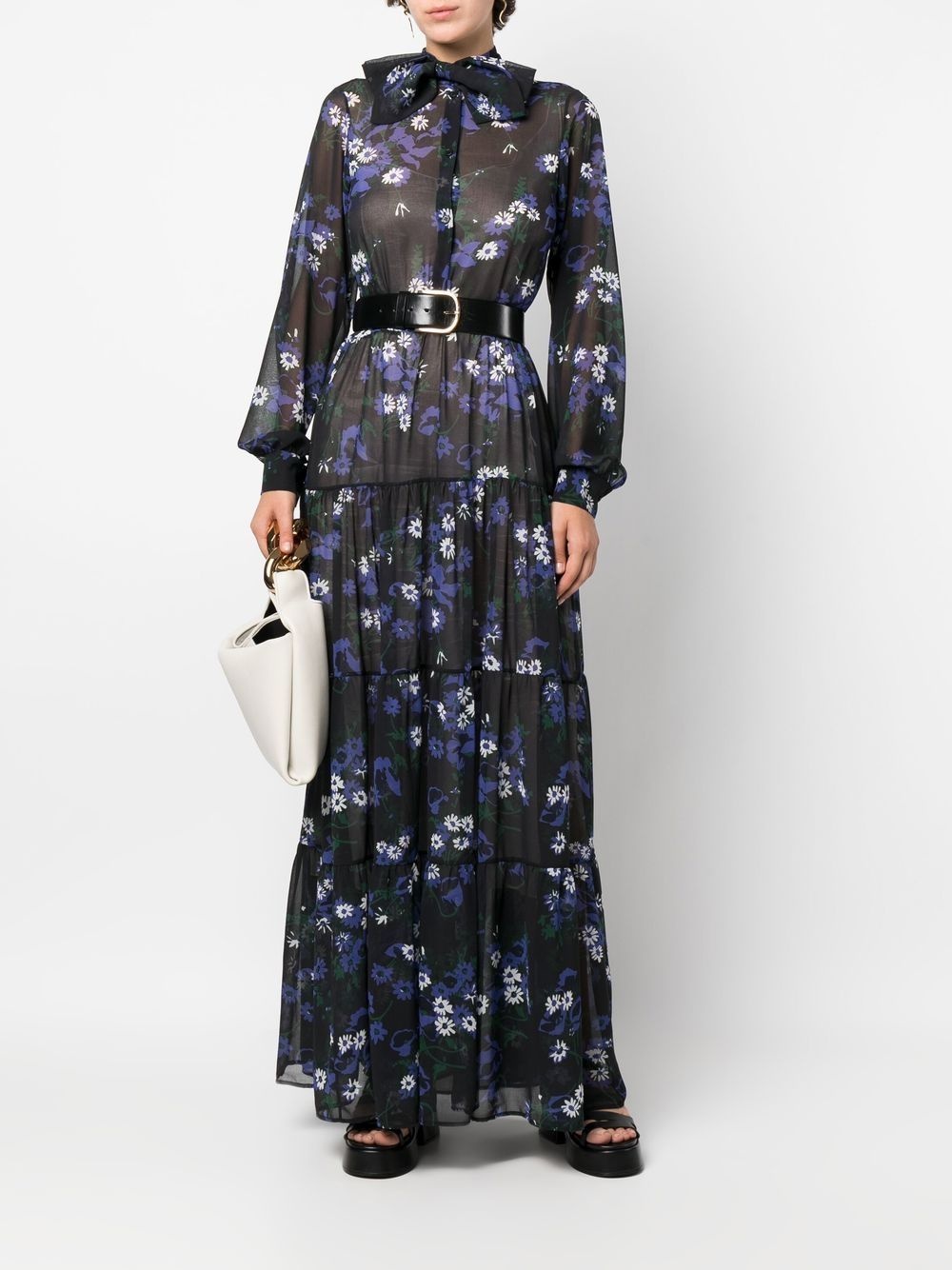 Anemone-print long-sleeve dress - 2