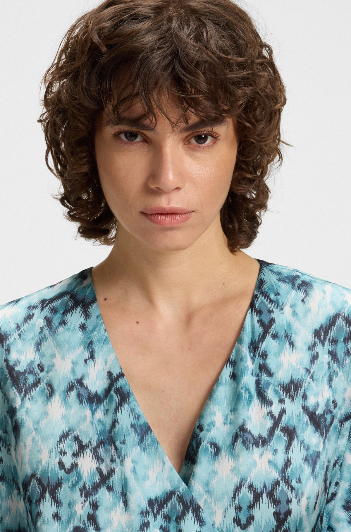 REGULAR-FIT BLOUSE IN PRINTED HAMMERED SATIN - 4
