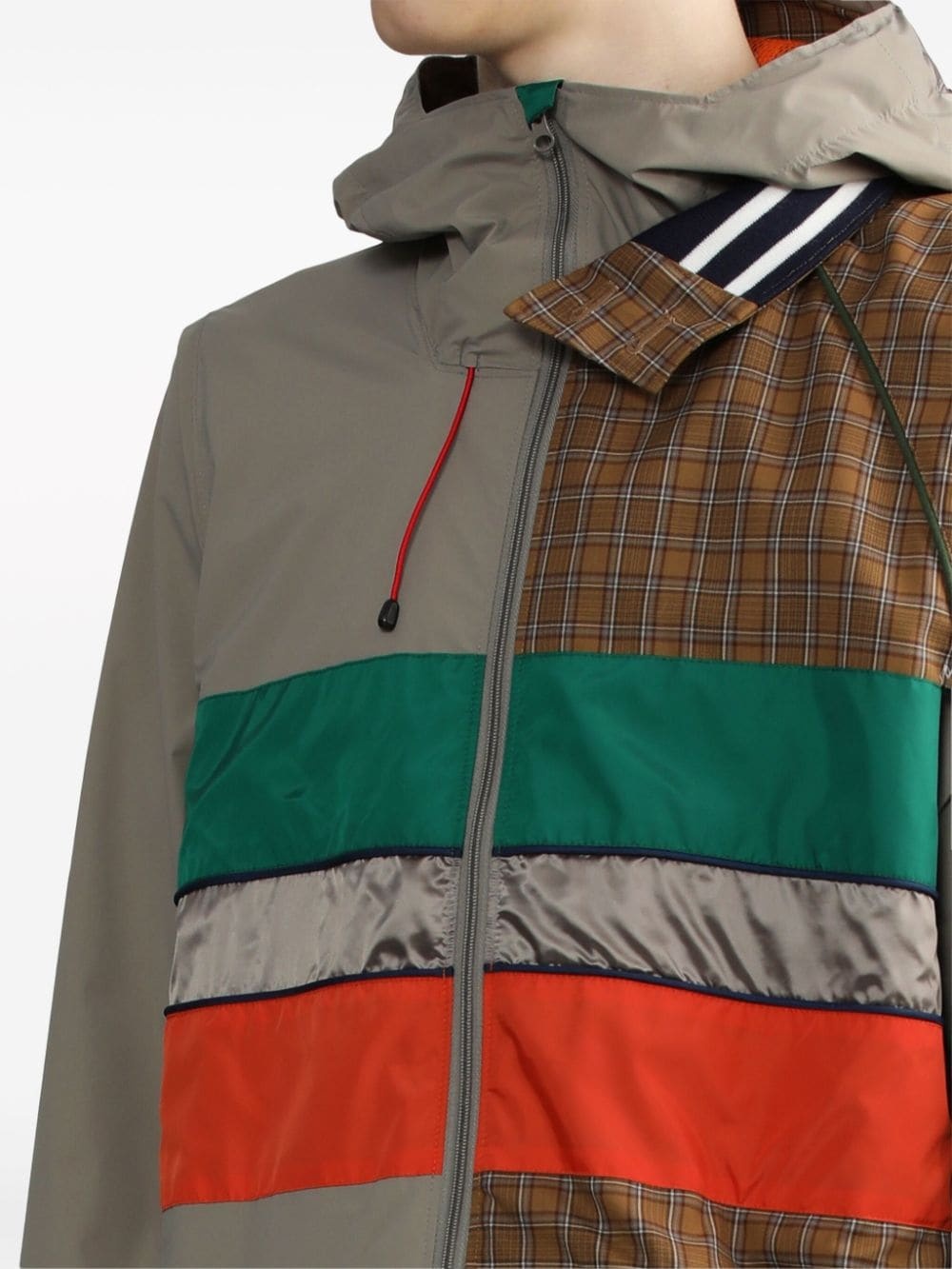 contrasting-panel hooded jacket - 5