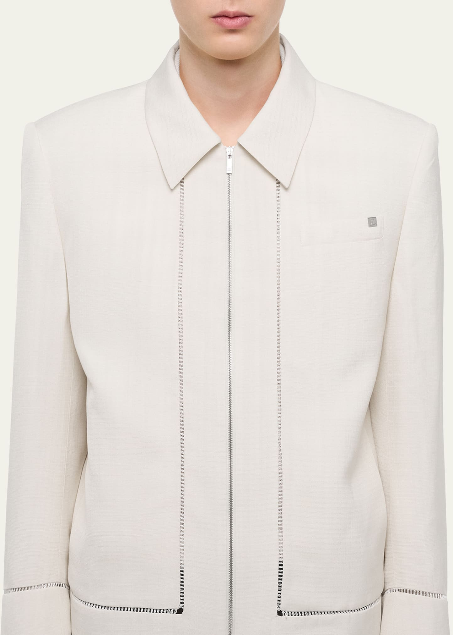 Men's Ladder-Stitch Border Zip Jacket - 5