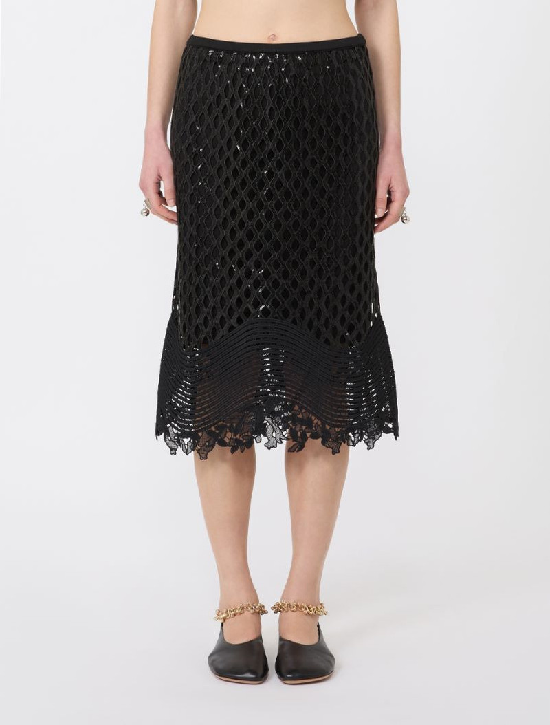Sequinned mesh skirt - black 3