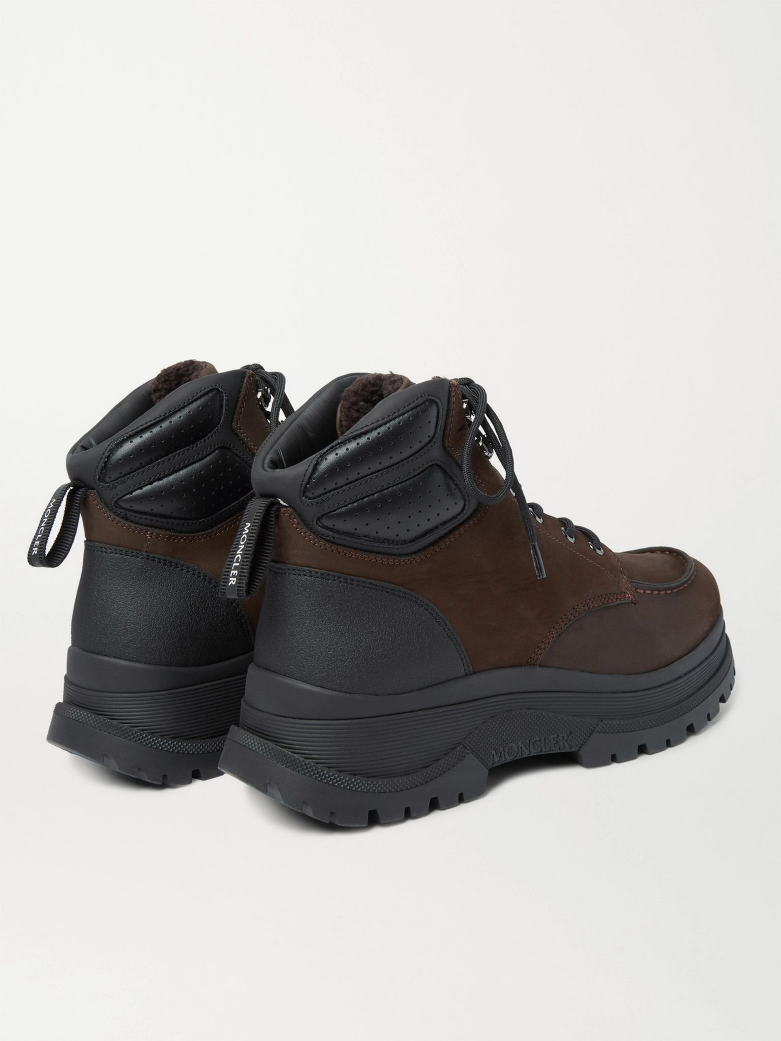 Ulderic Leather-Trimmed Shearling-Lined Nubuck Boots Dark brown - 5