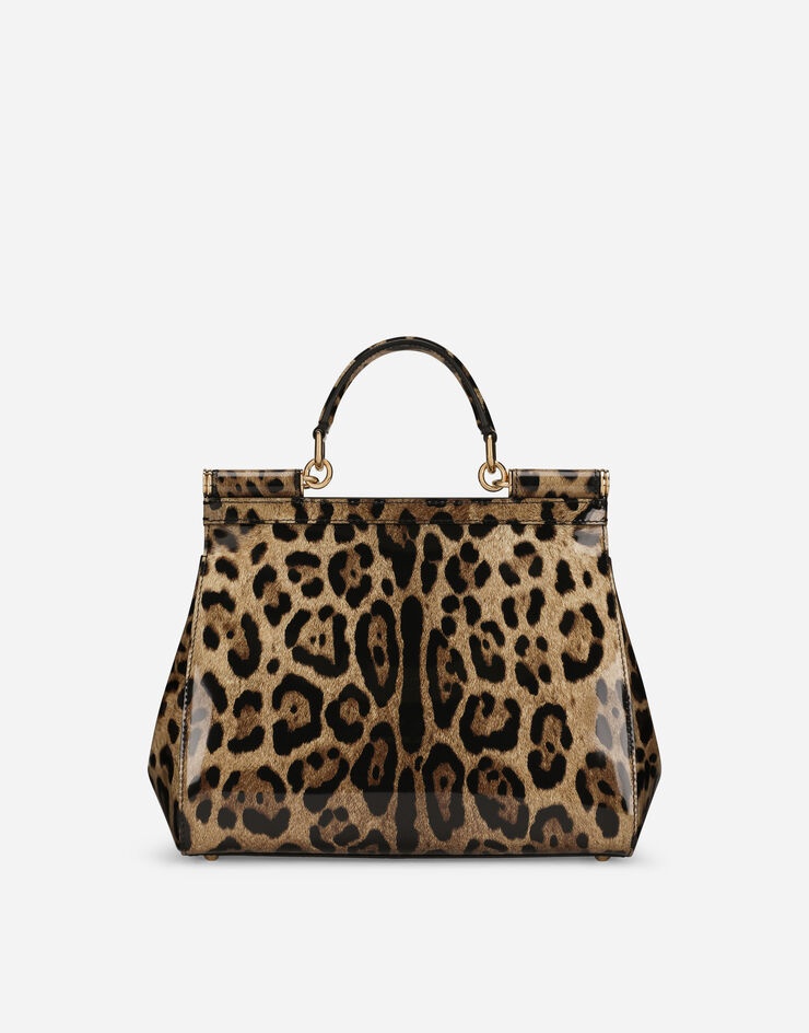 Medium Sicily bag in leopard-print polished calfskin - 4