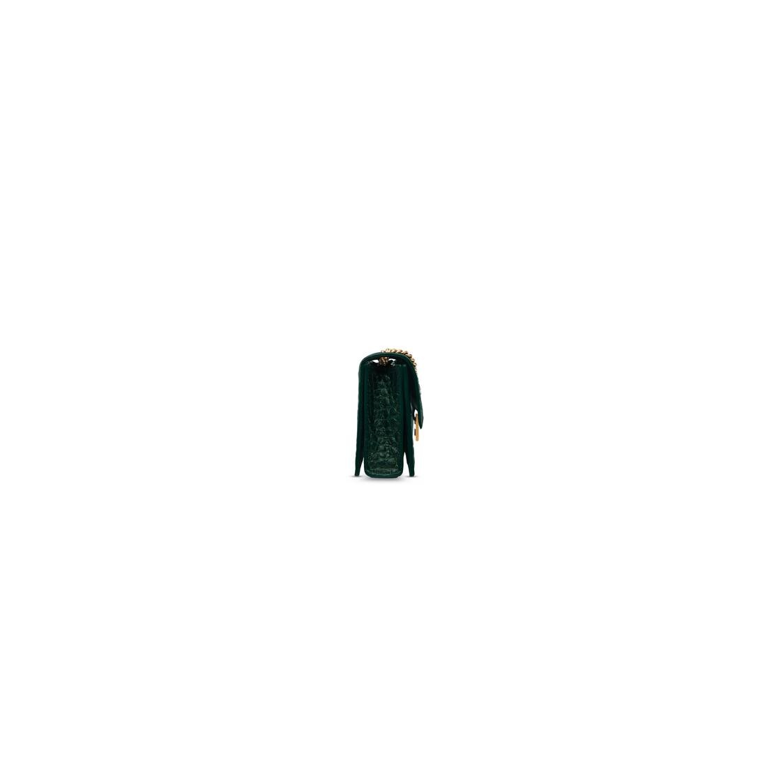 Women's Crush Xs Chain Bag Crocodile Embossed  in Forest Green - 5