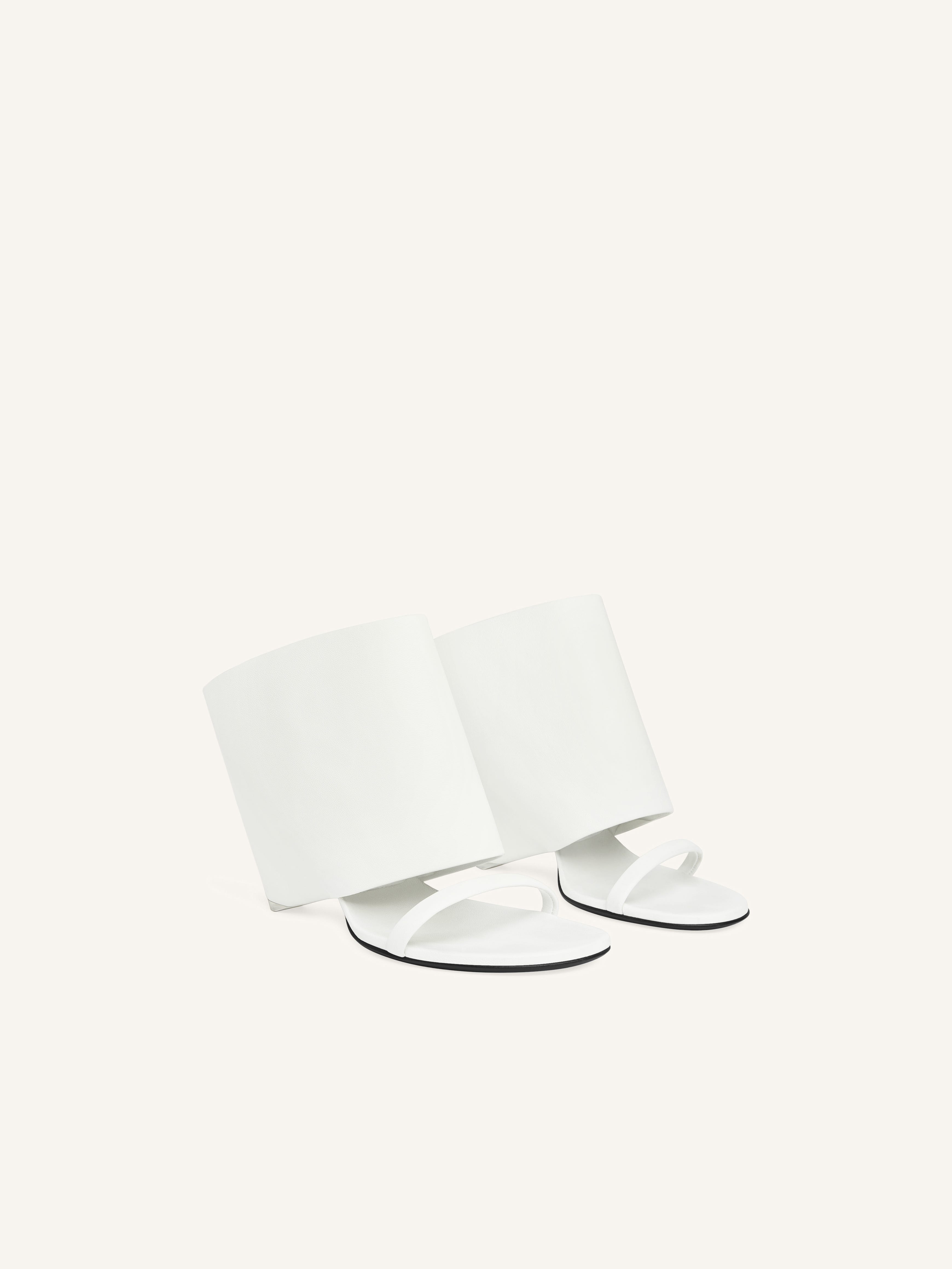 OBLIQUE WEDGED LEATHER MULES - 3