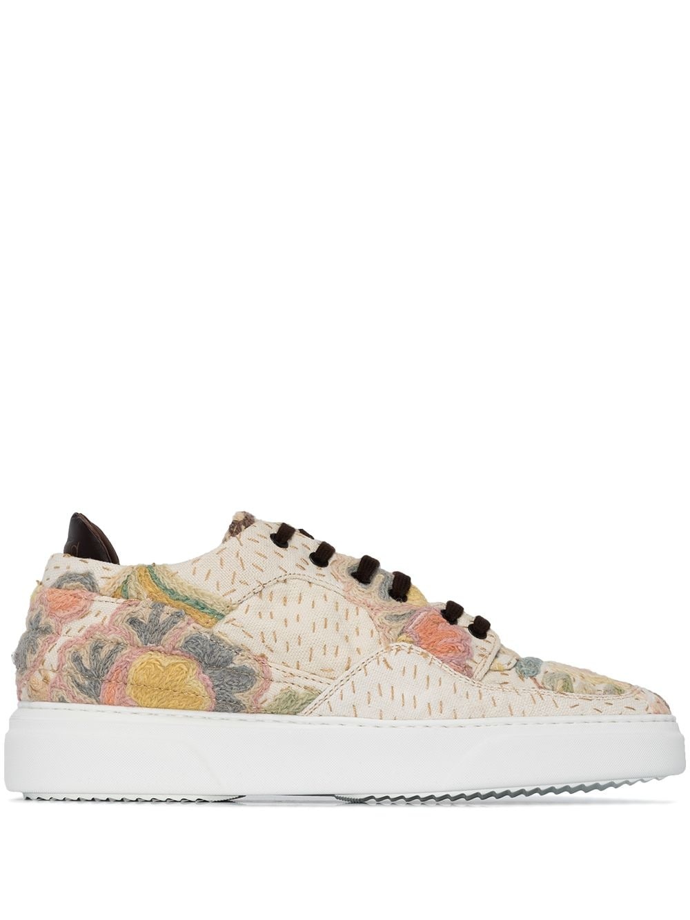 floral-embroidered low-top sneakers - 1