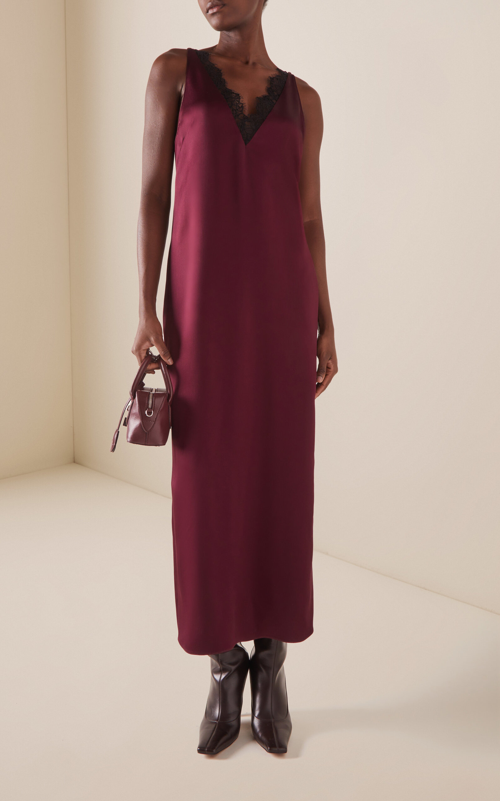 Satin Slip Dress burgundy - 2